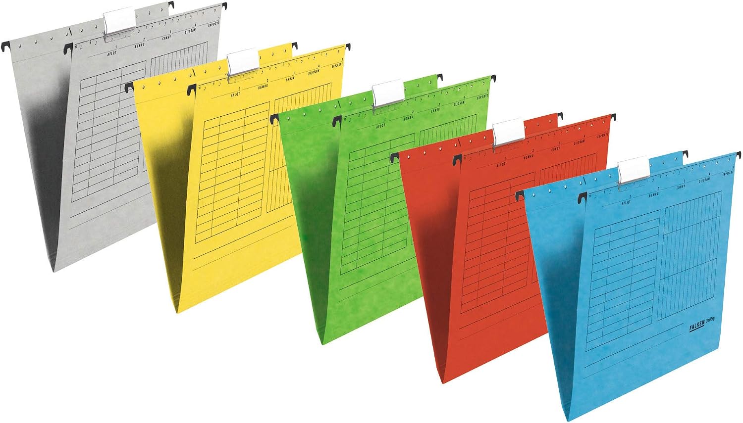Detalle de Falken Lot de 5 chemises suspendues UniReg – Carton recyclé, format A4, certifié Blauer Engel, Allemagne