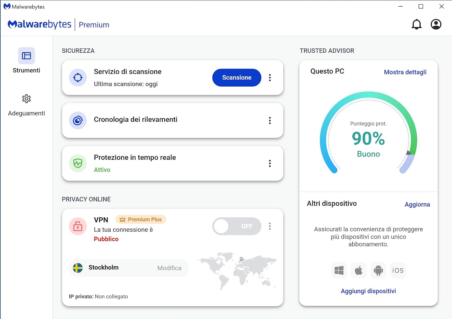 Detalle de Malwarebytes Premium Multidispositivo (2 dispositivi) – Windows, Mac, iOS, Android, Chrome | 18 mesi