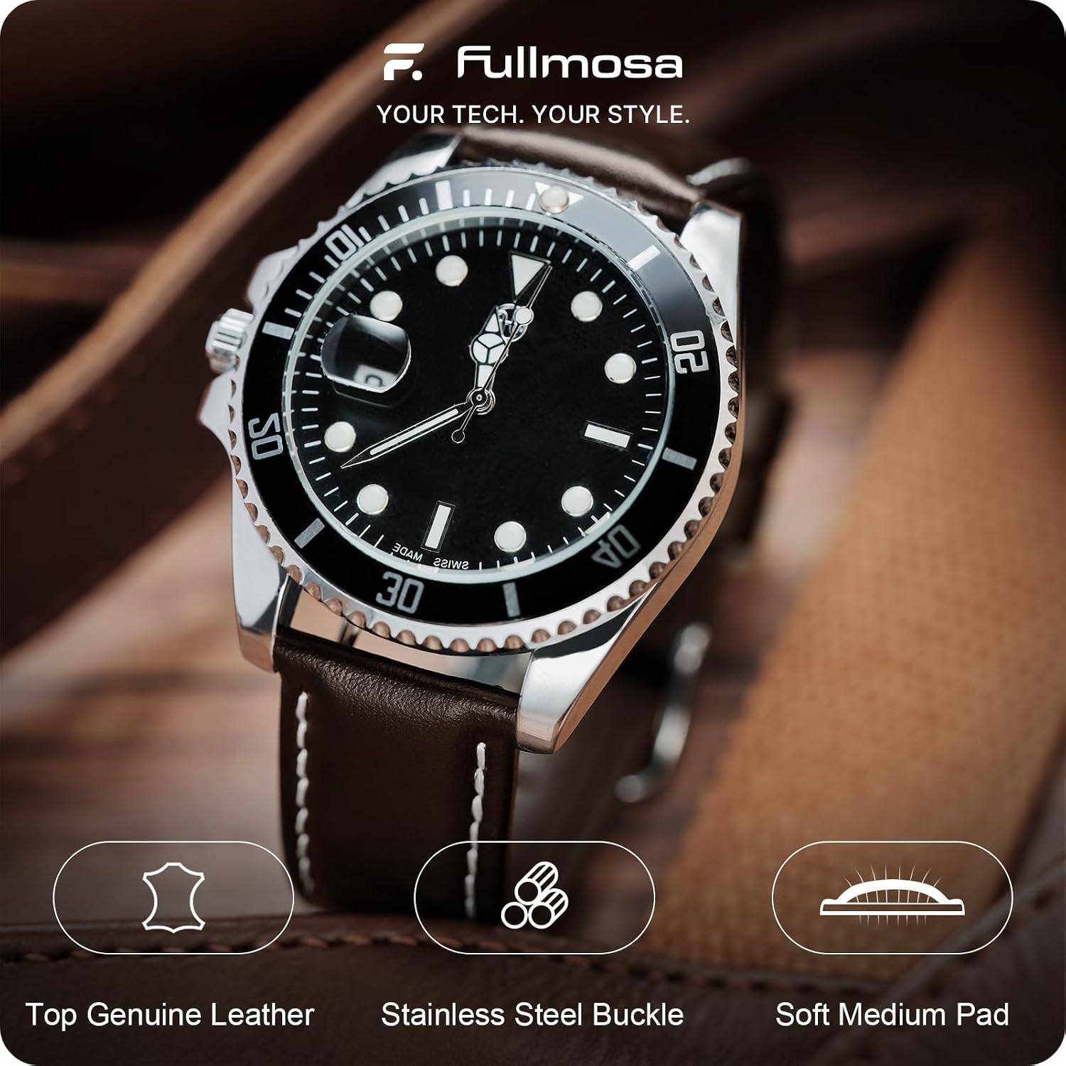 Thumbnail 1 de Fullmosa cinturino in pelle da 20 mm con sgancio rapido per smartwatch e orologi (uomo e donna) compatibile con Samsung Galaxy Watch e Garmin