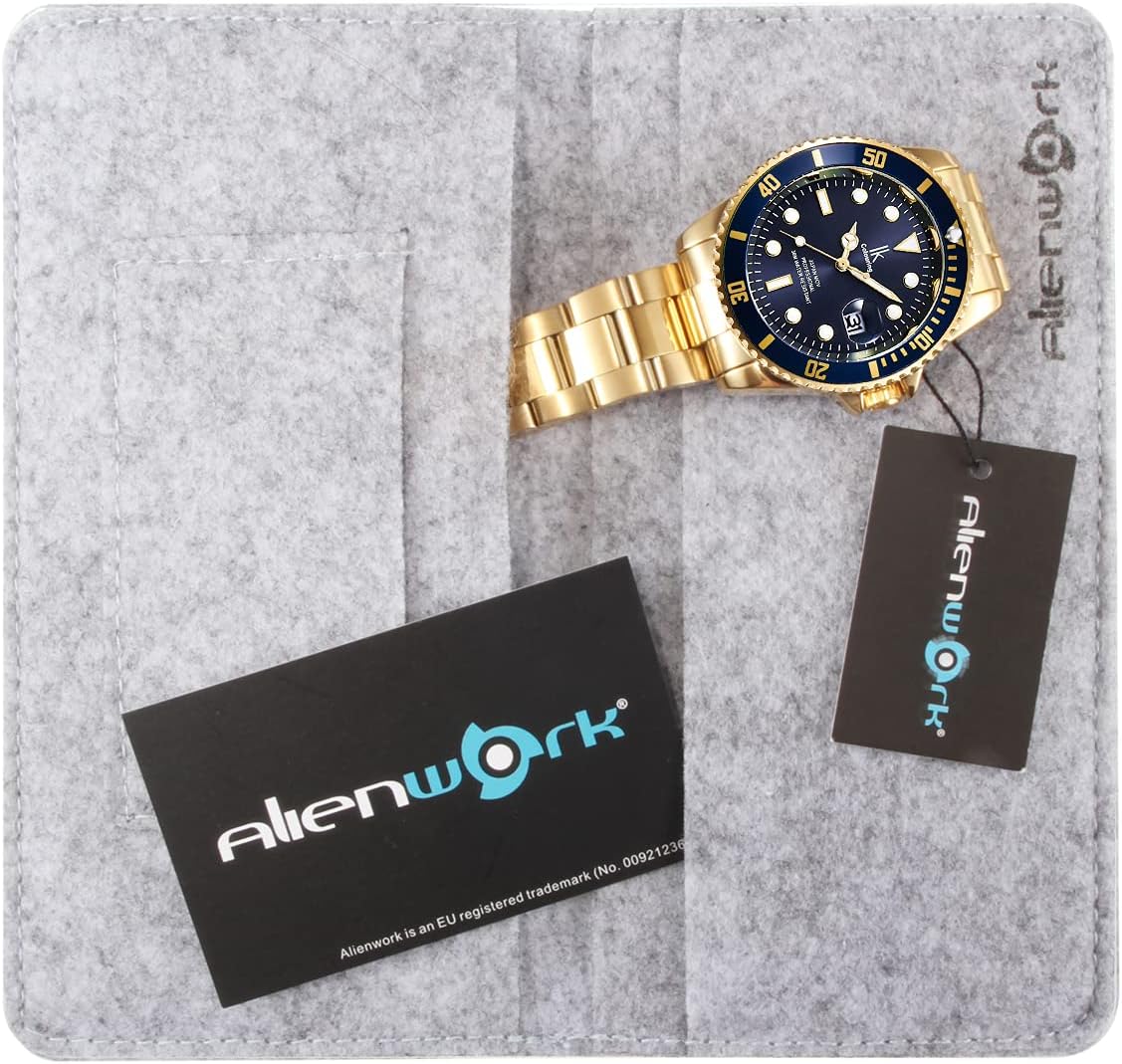 Detalle de Alienwork IK orologio uomo/donna con cinturino in metallo e calendario