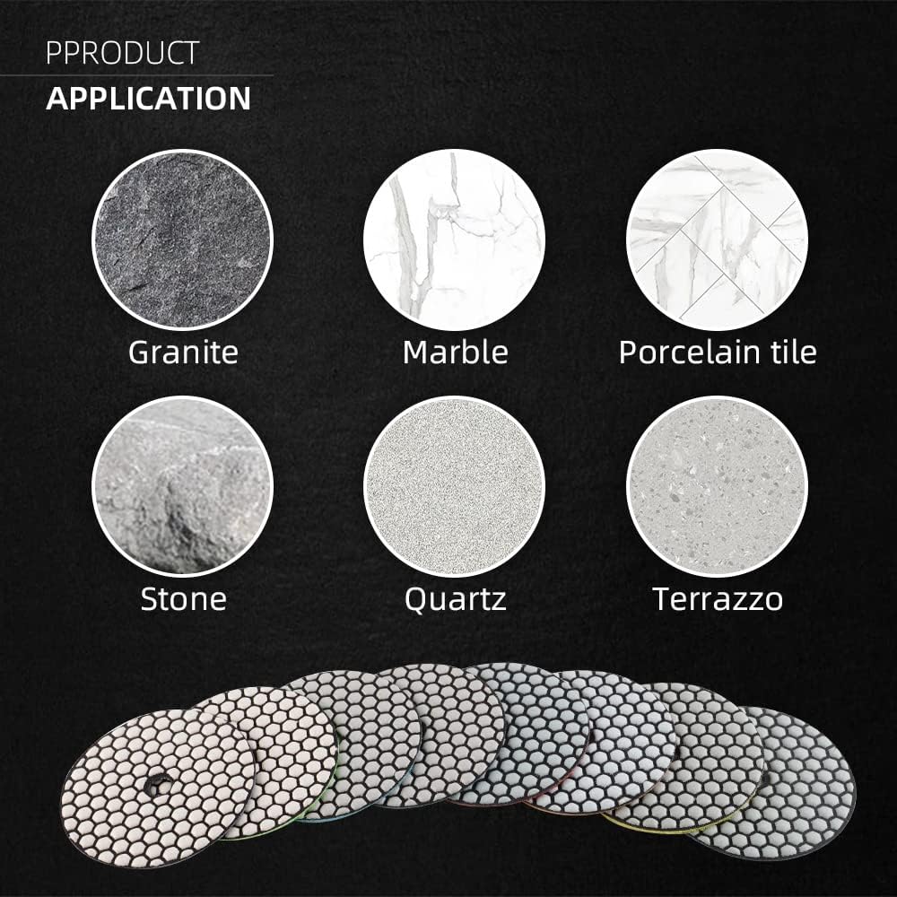 Detalle de Diamond Polishing Pads ZFE 9-Piece Set (4-inch / 100mm) with 5/8”-11 Backing Plate
