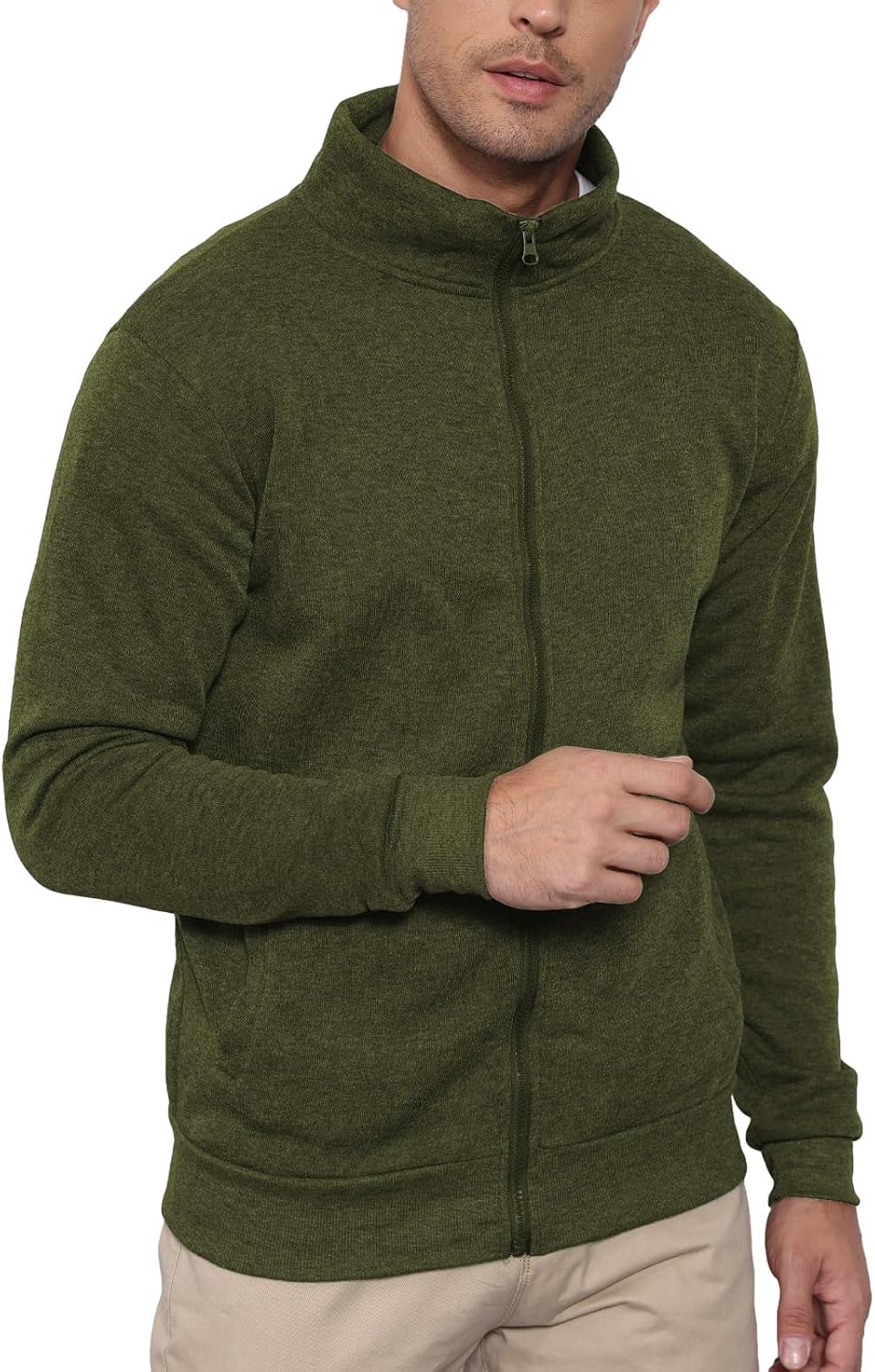 Detalle 2 de LAOARA herensweatshirt zonder capuchon met ritssluiting, fleece, maat M–3XL