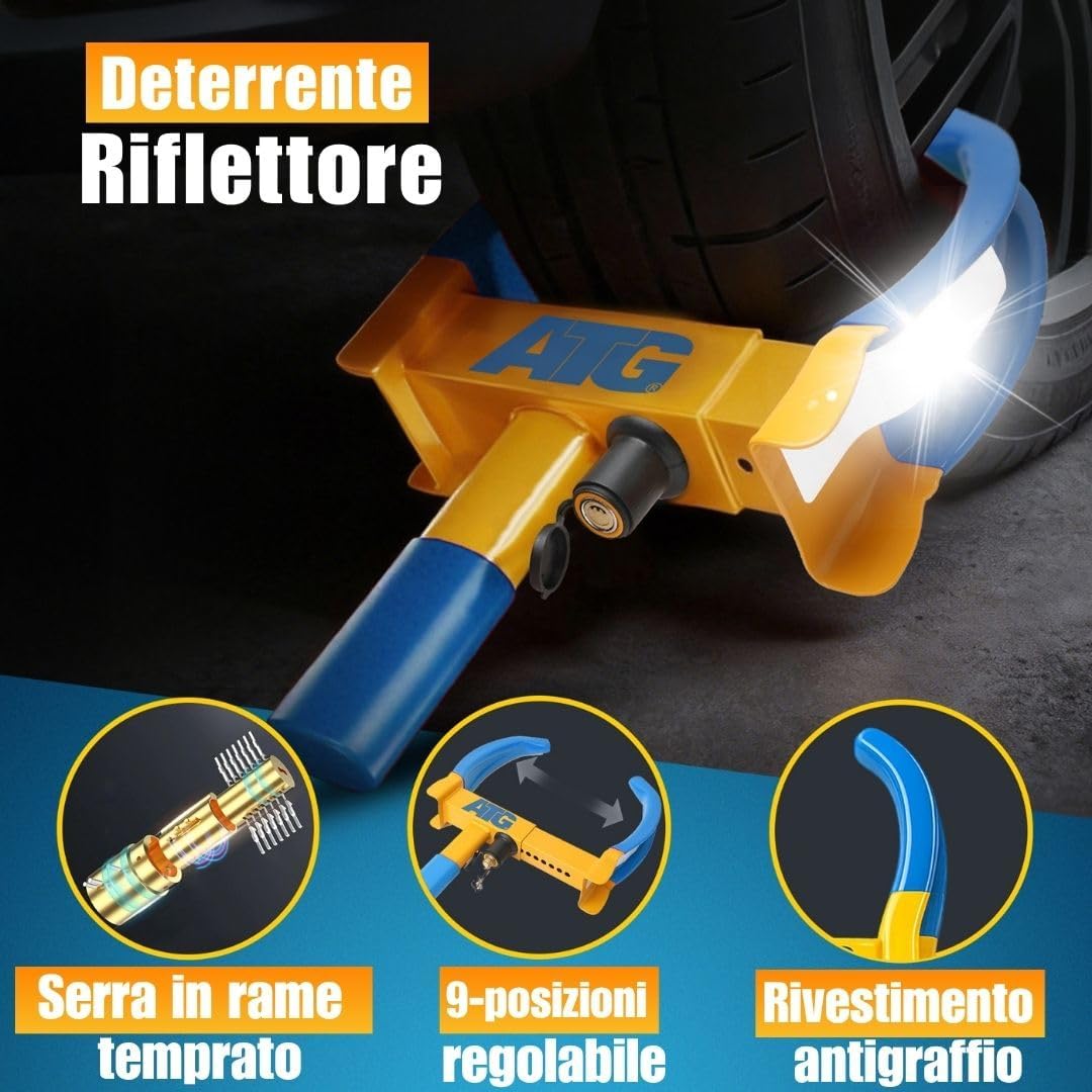 Thumbnail 2 de ATG Bloccaruota Auto e Rimorchio – Antifurto meccanico universale per auto, caravan e rimorchi (18–28 cm)