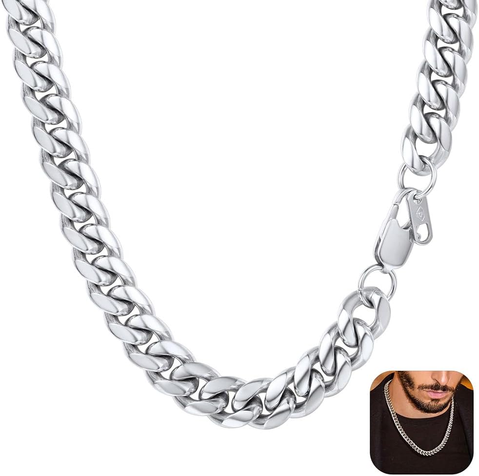 Thumbnail 6 de PROSTEEL Herren-Halskette aus Edelstahl massiv (Panzerkette/Cuban Link) in Breite 4,8/6/10/14 mm, Längen 46–76 cm (wählbar)