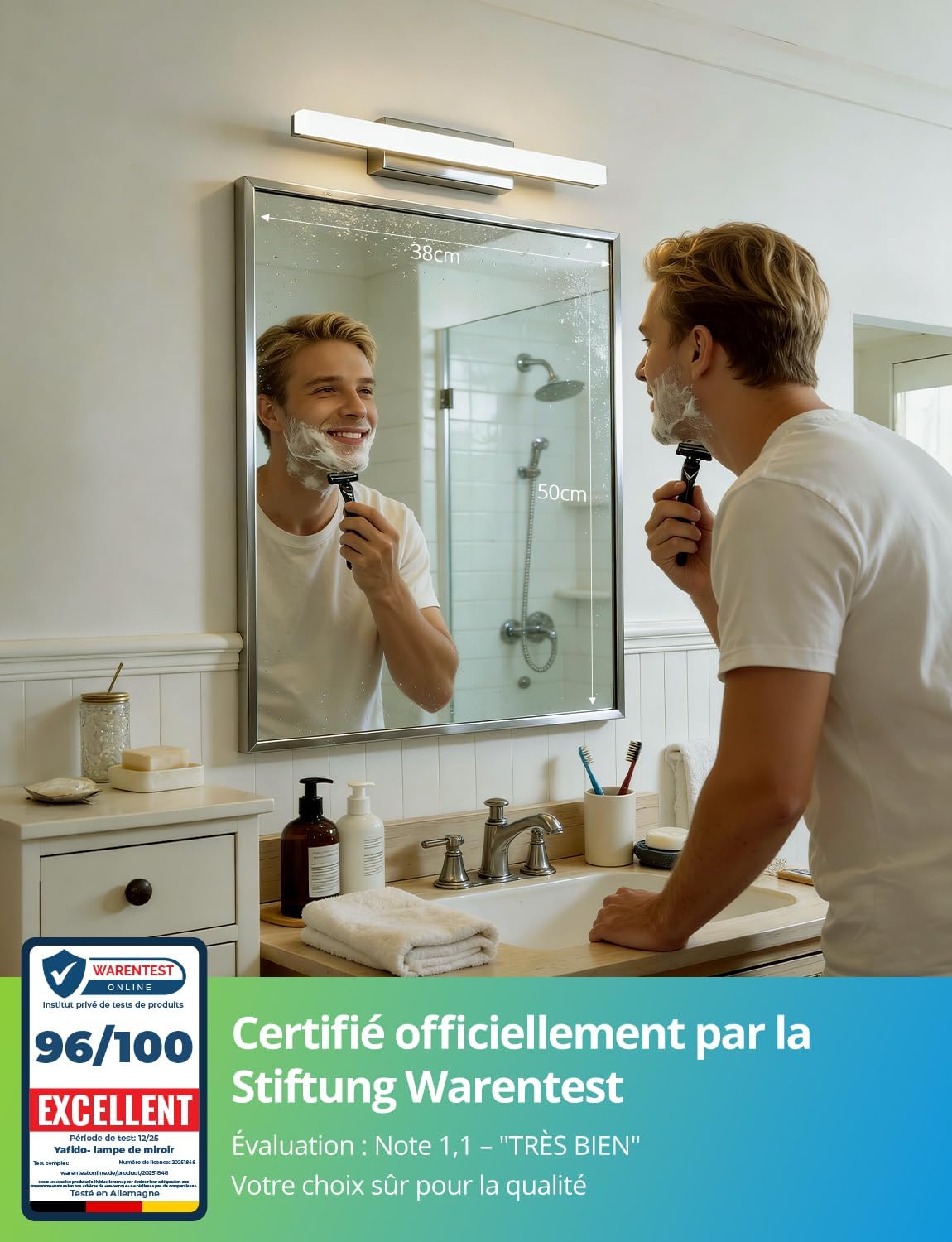 Detalle de Yafido ZM0017 spiegellamp van 40 cm, 9 W, 800 lm en IP44