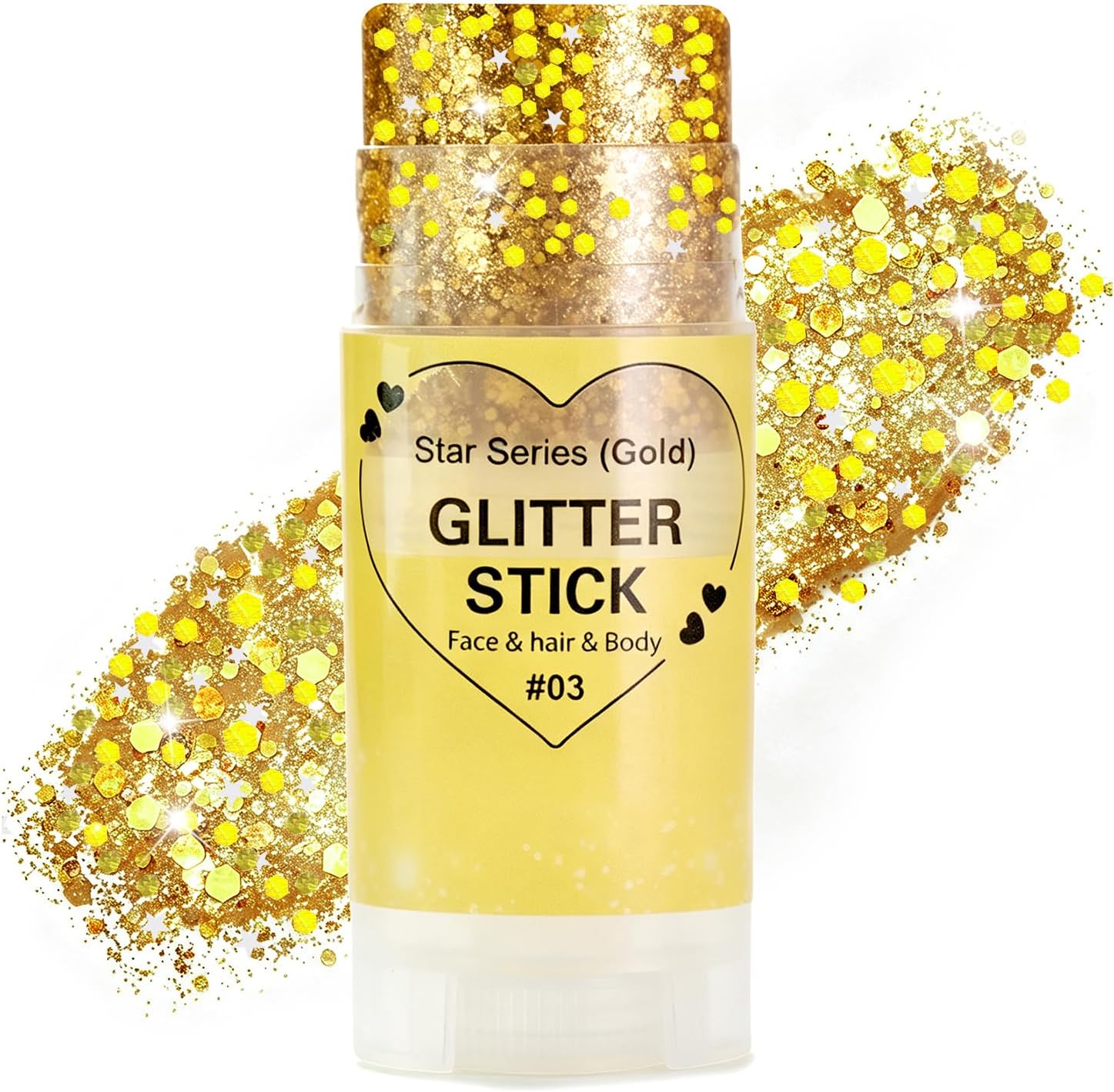 Detalle de Go Ho WLG-346-03-US Gold Glitter Stick for Hair, Face and Body