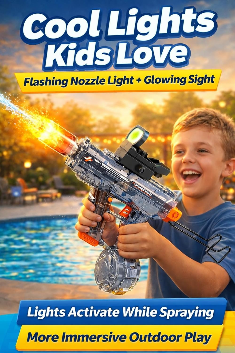 Thumbnail 5 de Kids Electric Water Gun (Automatic, Rechargeable) with LED Muzzle, 8–16 ft Range — Battery-Powered Outdoor Water Blaster for Ages 5–12