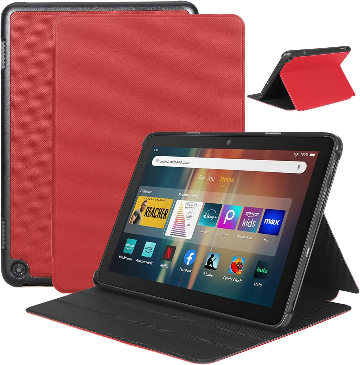 Thumbnail 3 de 8‑Zoll Tablet-Hülle mit automatischer Wake/Sleep-Funktion – faltbare Vorderseite aus Leder & TPU-Rückseite (Tiefblau)