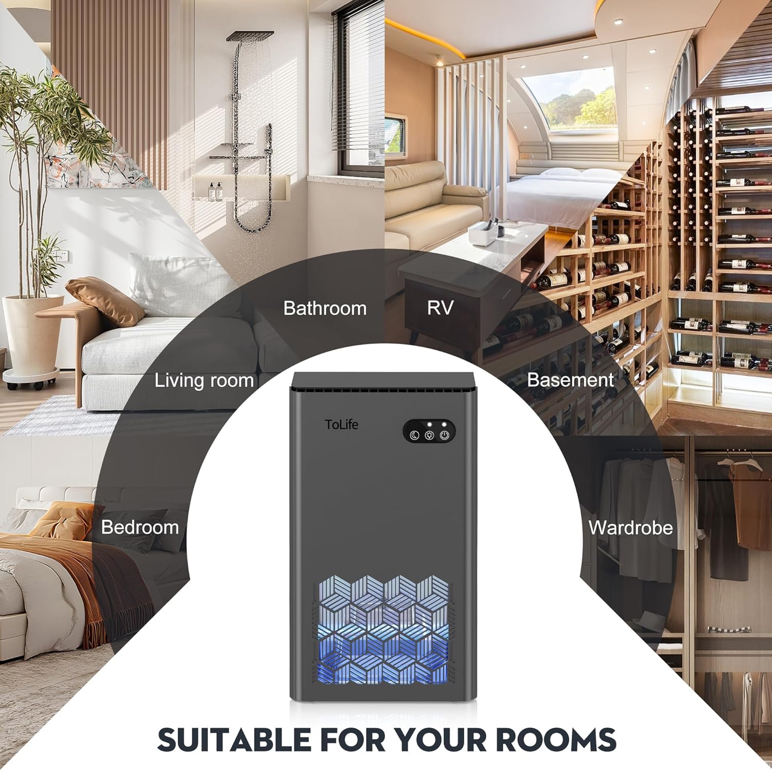 Thumbnail 6 de ToLife 1000 sq.ft Dehumidifier with 95 oz Tank