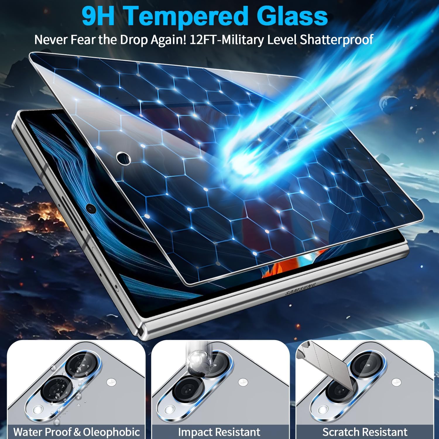 Detalle 2 de Arshek Privacy Screen Protector for Galaxy Z Fold 8, 9H Tempered Glass