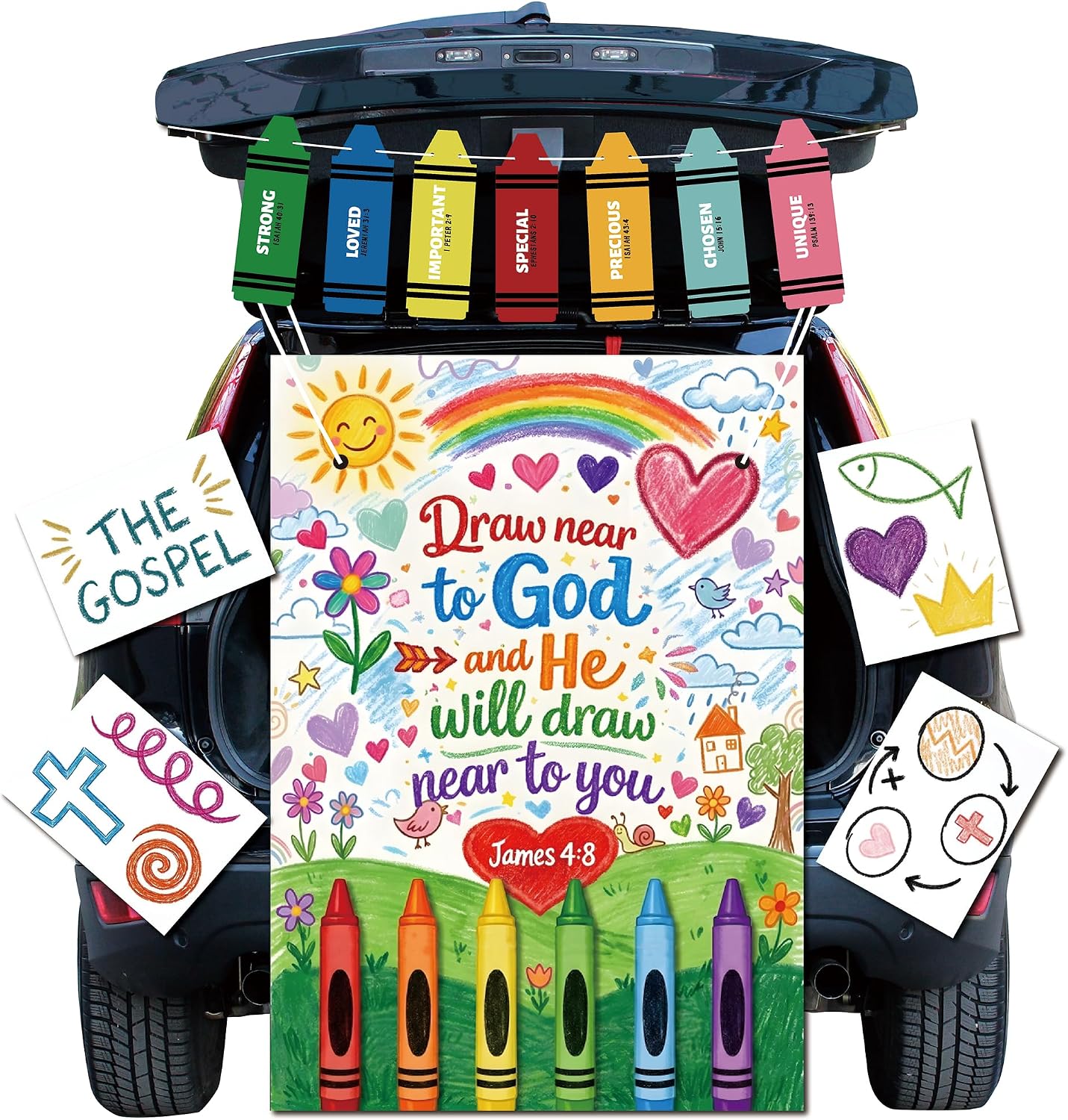 Detalle 2 de Halloween Trunk-or-Treat Car Decoration Kit, 53 x 41 Inches