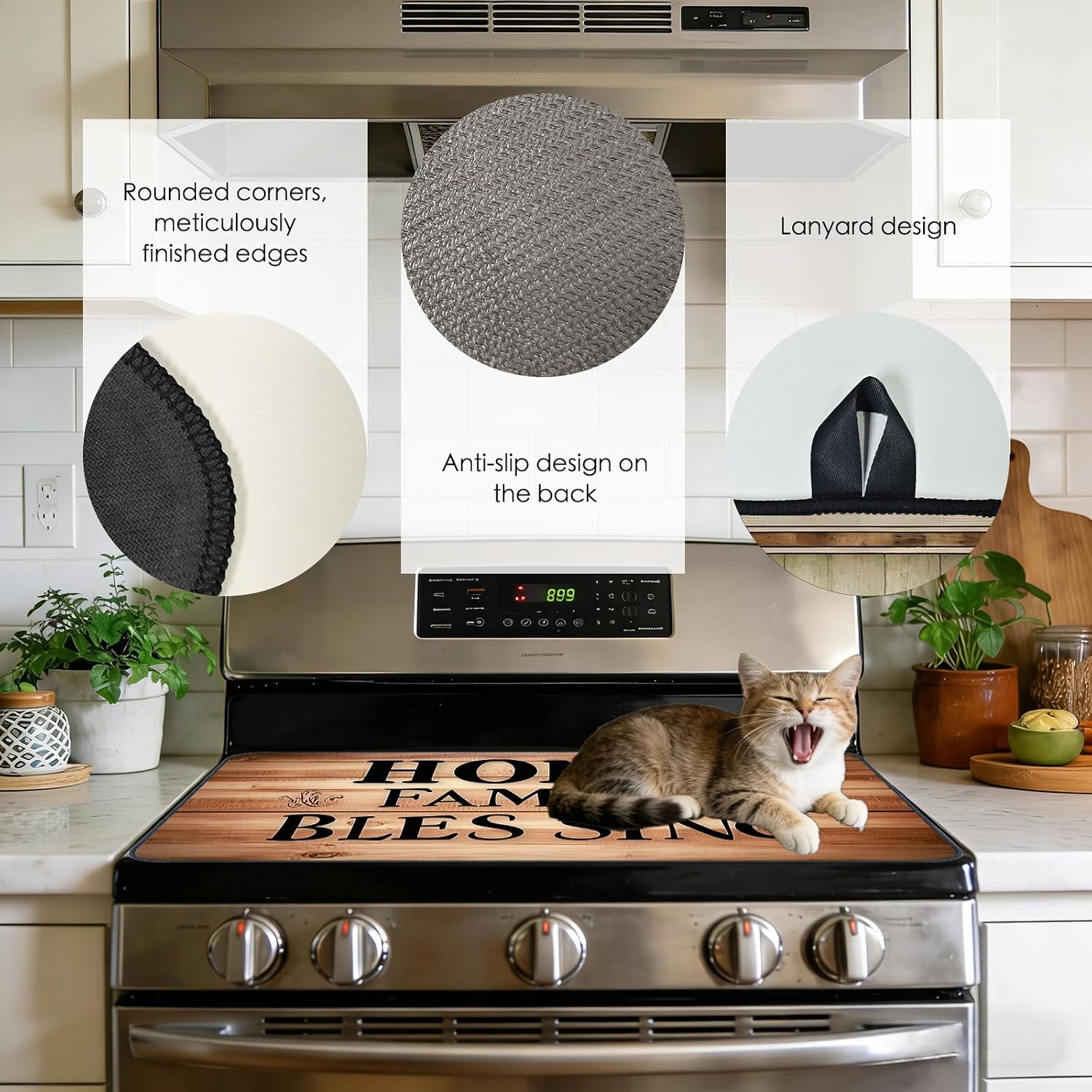 Detalle de Nuxovilar Family Blessing Stove Cover, 20.47 x 28.34 in Polyester-Diatom Mud Blend