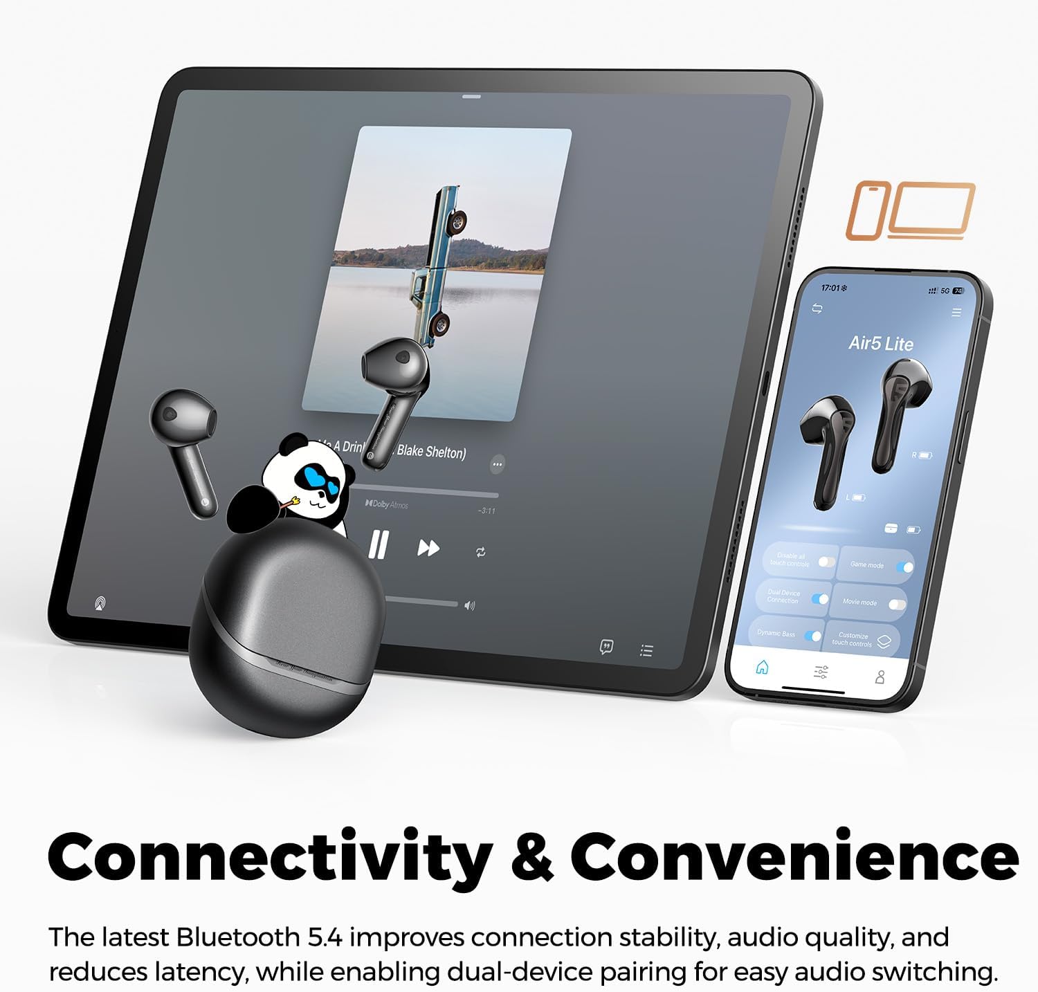 Thumbnail 4 de SoundPEATS Air5 Lite Wireless Earbuds with Hi-Res Audio 4 Mics 30 Hrs