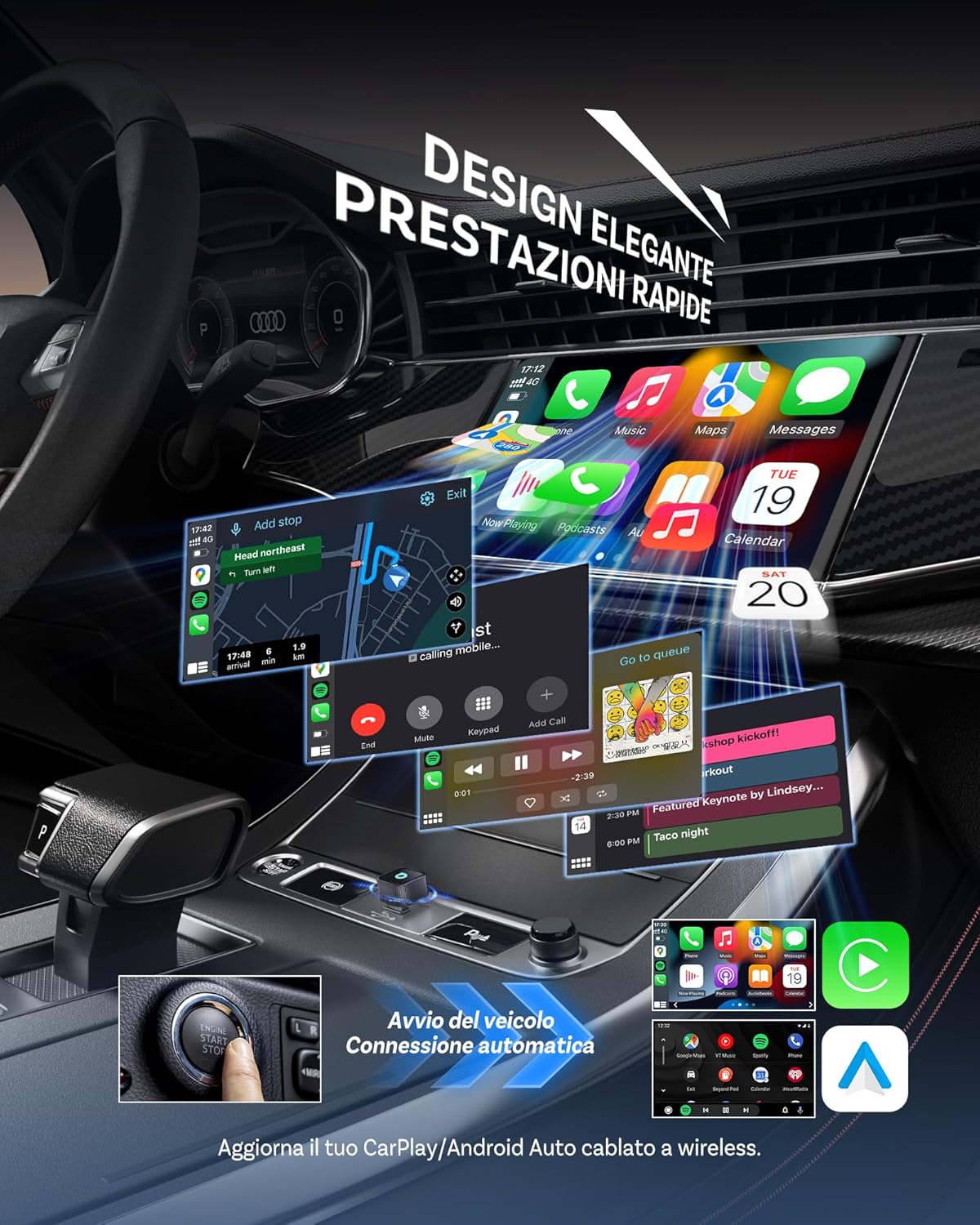 Detalle 2 de Ottocast Mini Slim 2026 Adattatore Wireless CarPlay