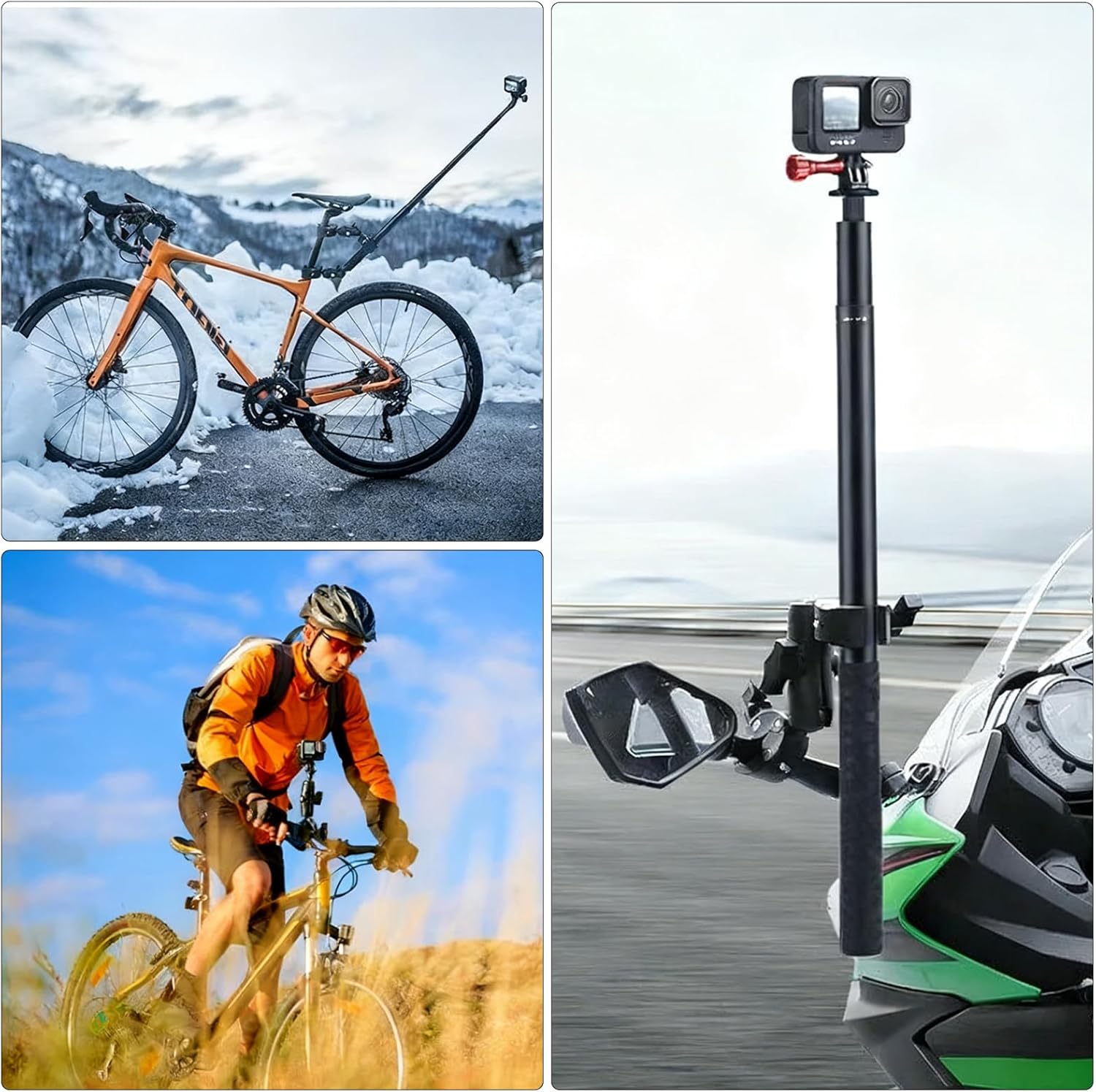 Thumbnail 2 de TMZELOA Action-Cam Lenkerhalterung mit 9" Aluminium-Arm (360° Doppelkugelkopf) und 1/4-20 Adapter