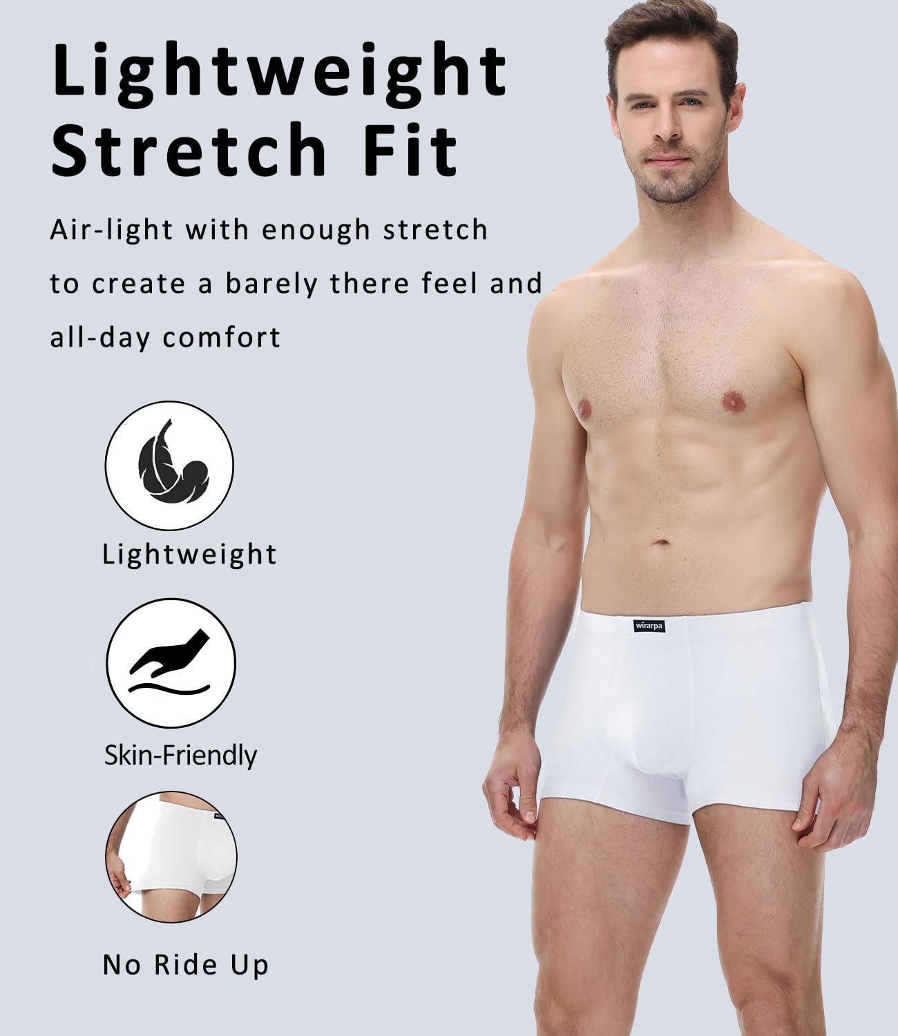 Thumbnail 4 de wirarpa Mens Underwear Trunks: Soft Cotton Boxer Shorts, No Fly, 4 Pack