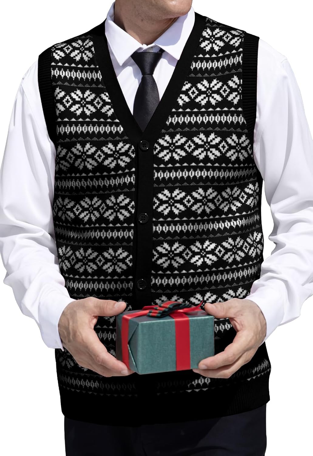 Thumbnail 1 de PCEAIIH Men’s V-Neck Cable Knit Gilet Sweater Vest with Button Front