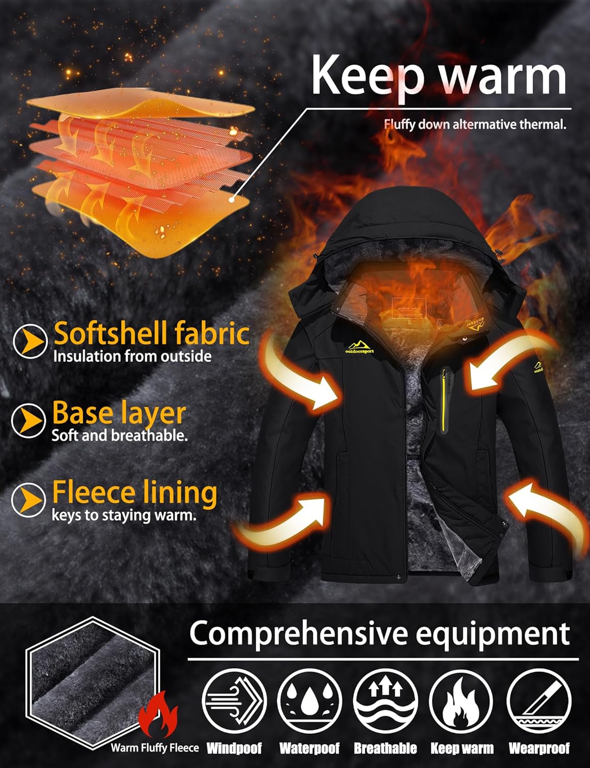 Thumbnail 2 de TACVASEN Men's Winter Ski Jacket waterproof 1️⃣