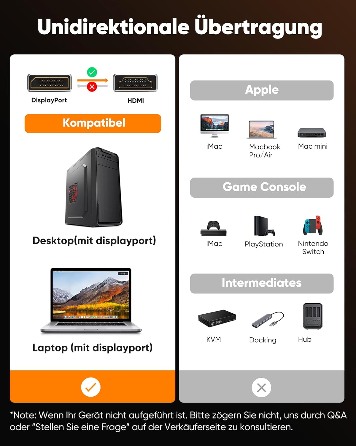Thumbnail 6 de Snowkids DisplayPort-zu-HDMI-Kabel (DP auf HDMI) 4K, 1 m – einseitig, Plug & Play
