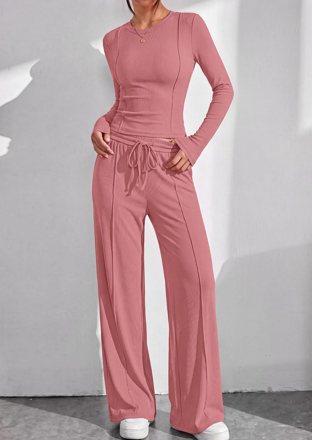 Detalle 2 de PRETTYGARDEN Women's Two-Piece Set, Ribbed Knit