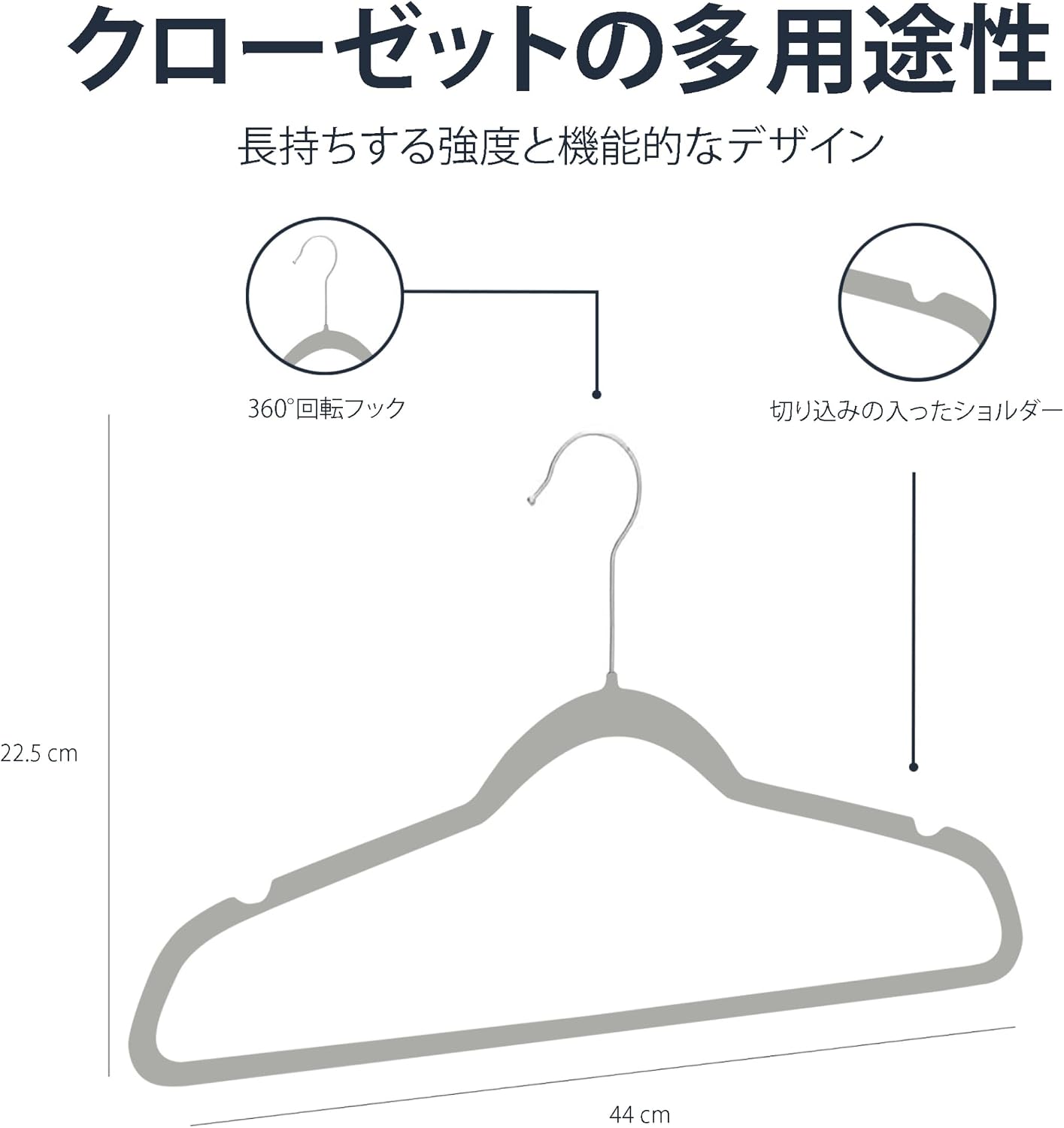 Detalle de Amazonベーシック ハンガー 100本セット グレー ベルベット製 滑り止め・薄型