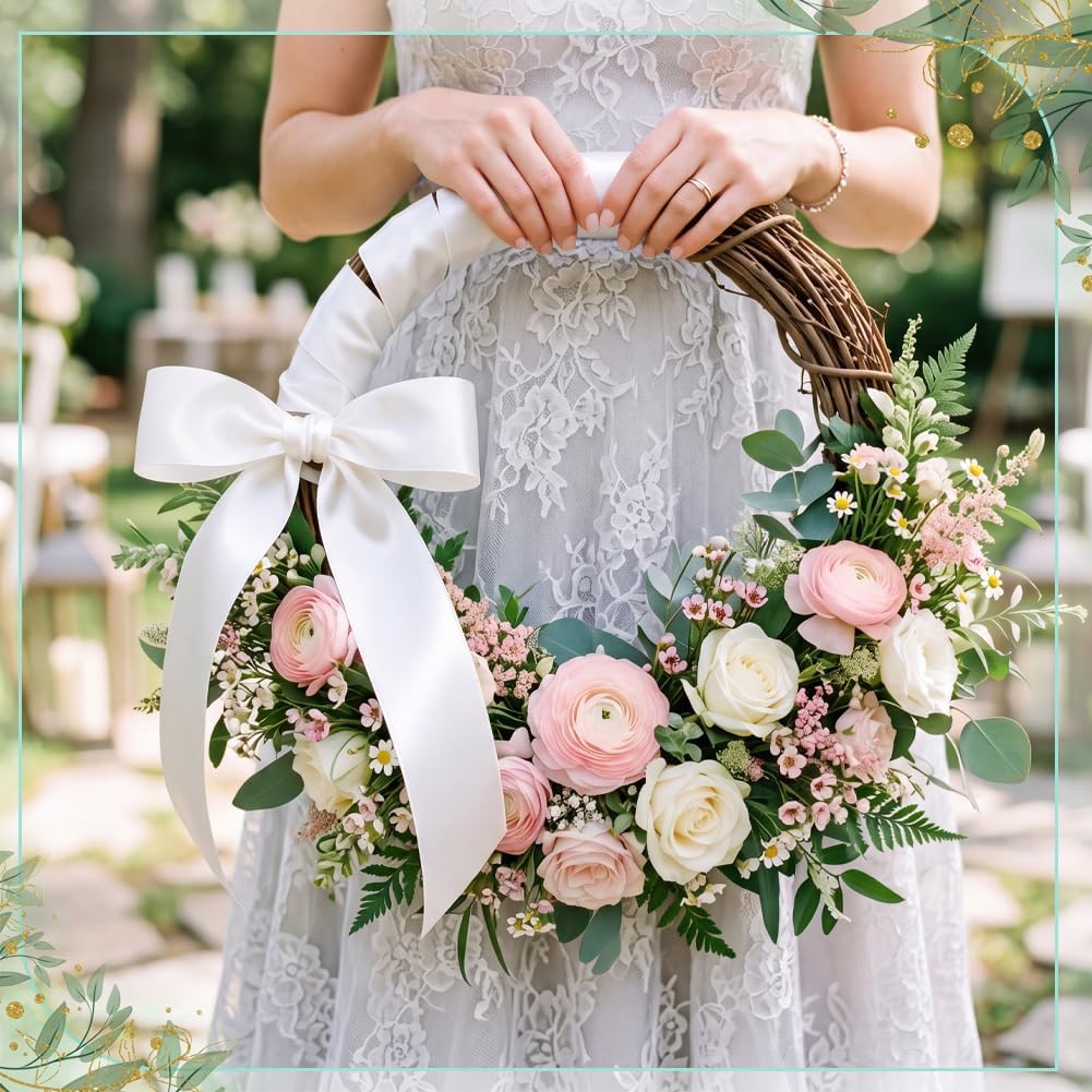 Detalle de Tenn Well Geschenkband Weiß 50 mm x 22 m – Satinband zum Basteln, Verpacken und Hochzeit