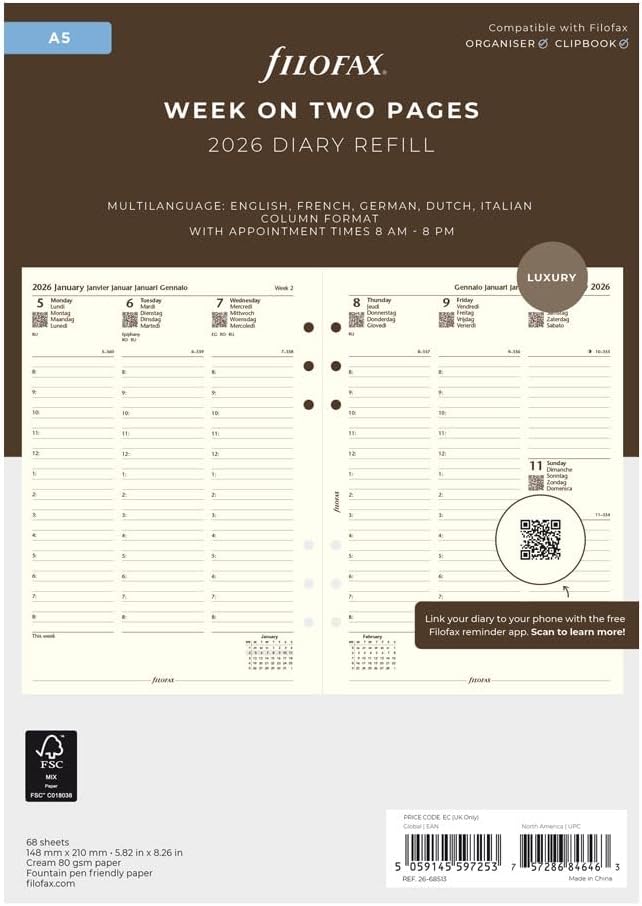 Detalle 2 de Filofax Calendar Diary Refill A5