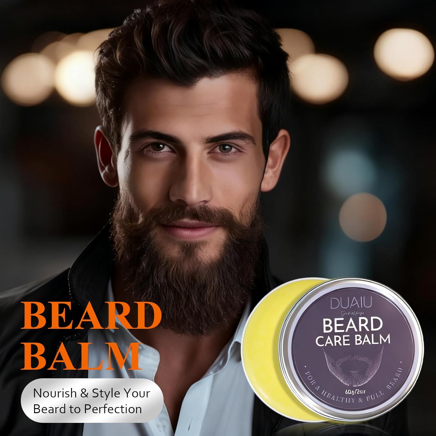 Detalle de DUAIU 7-in-1 Beard Grooming Kit for Men with Beard Oil & Balm, Brush, Combs and Scissors