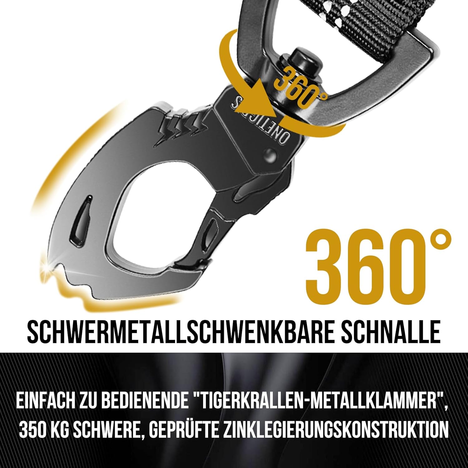 Thumbnail 1 de OneTigris Laisse pour chien 152–188 cm – design Bungee Jumping, clip en métal taillé tigre et deux rembourrages, nylon réfléchissant