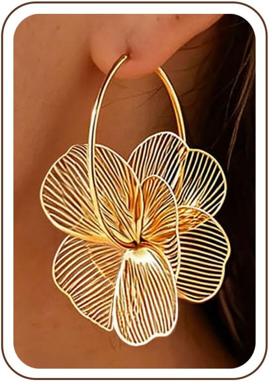 Thumbnail 6 de Flower Dangle Earrings, 14K Gold-Plated Silver