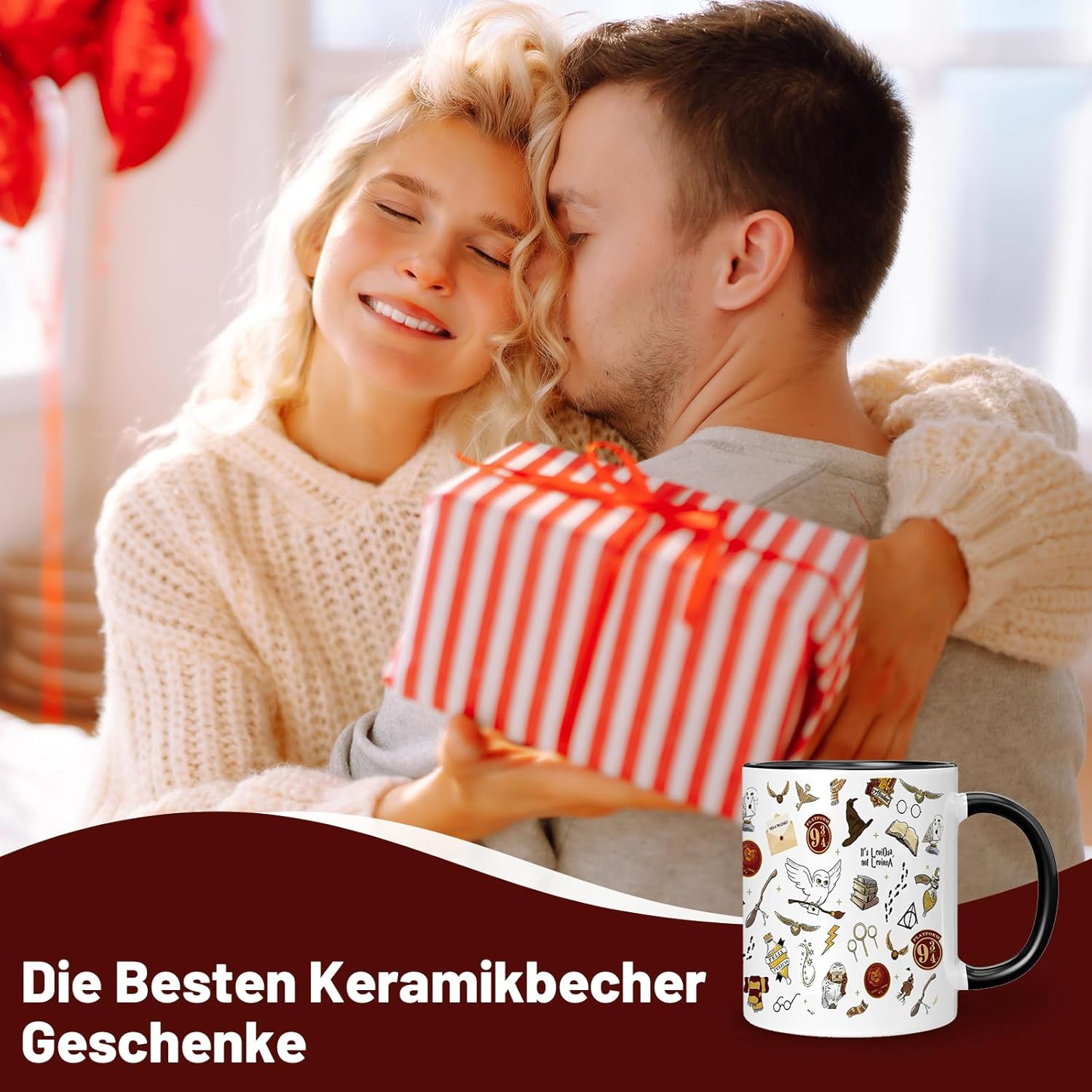 Detalle de Kaffeebecher mit Magischem Weltmuster – zweifarbige Keramik-Tasse, 350 ml, Geschenk für Romanliebhaber & Filmfans