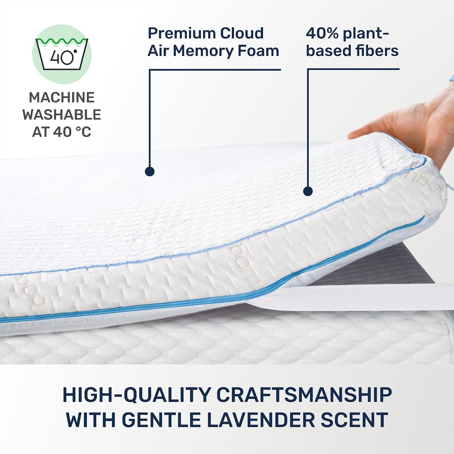 Detalle de Dailydream D006Lavendel_BE Model S Memory Foam Mattress Topper, 90 x 200 cm