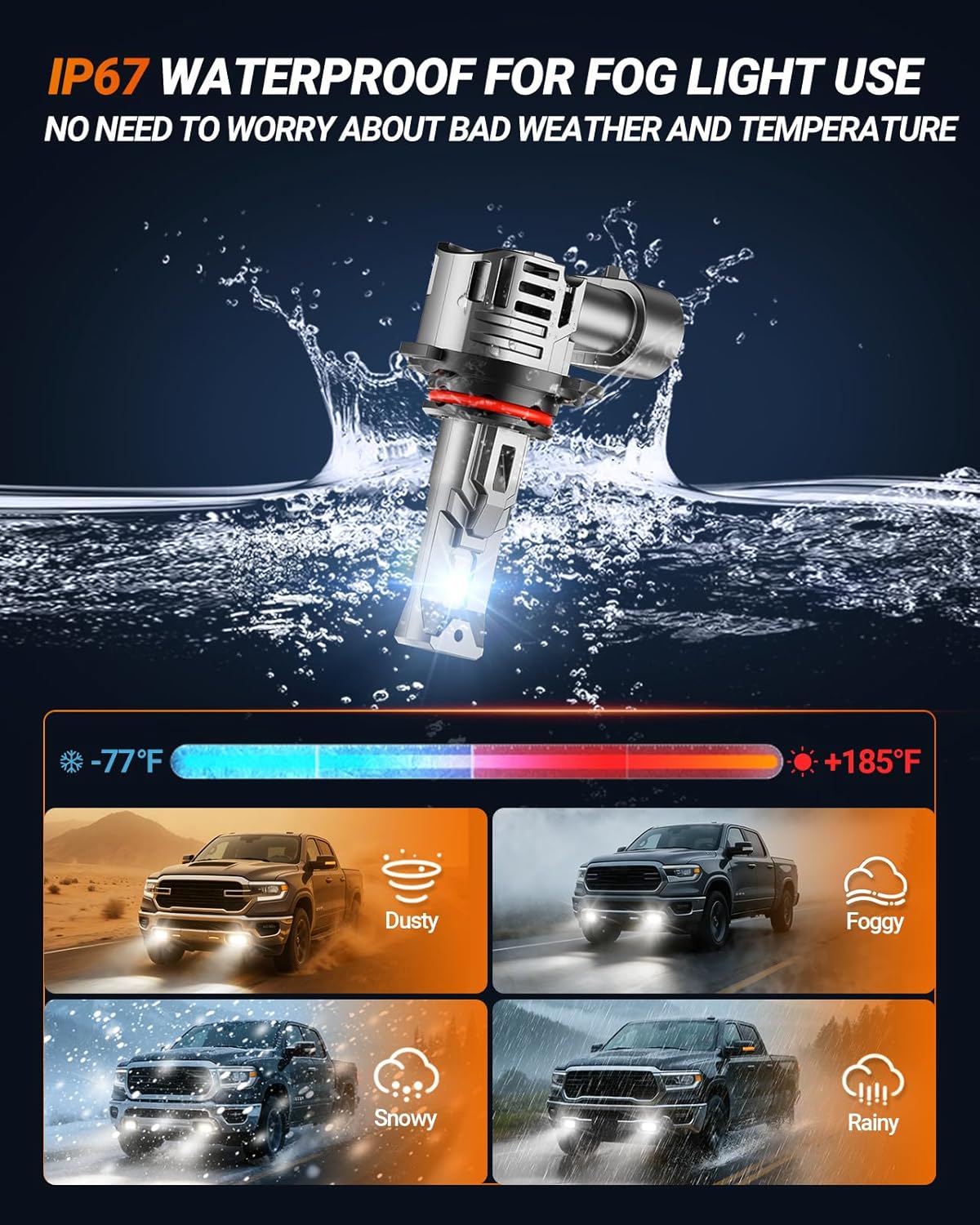 Thumbnail 3 de SEALIGHT 9005 H11 Lights Bulb Combo (S1-PRO) — Fog & Off-Road LED Pair, Pack of 4