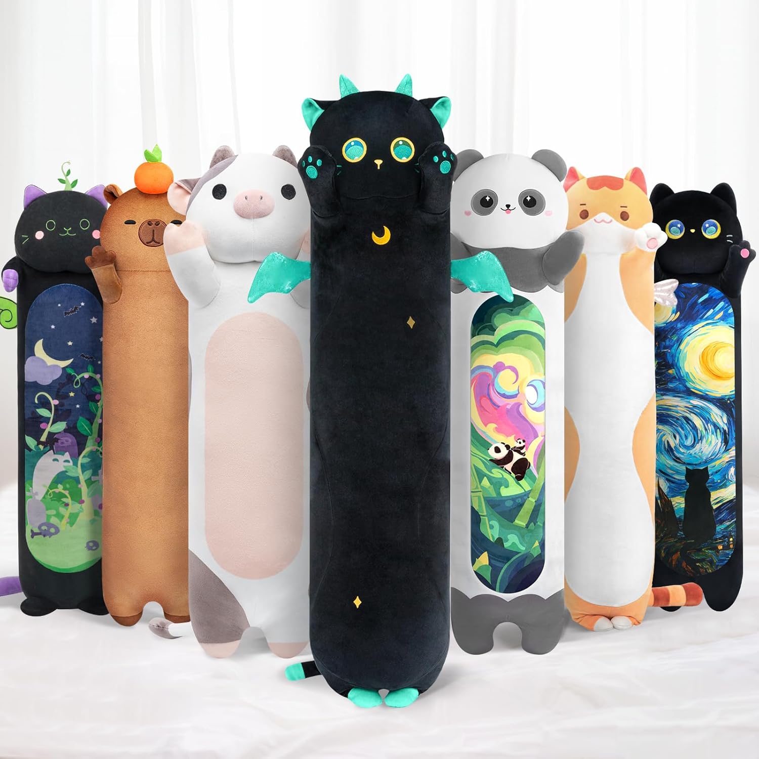 Detalle de Mewaii 50CM Chat Peluche Kawaii – Coussin Long Oreiller Doux etConfort pour Cadeau