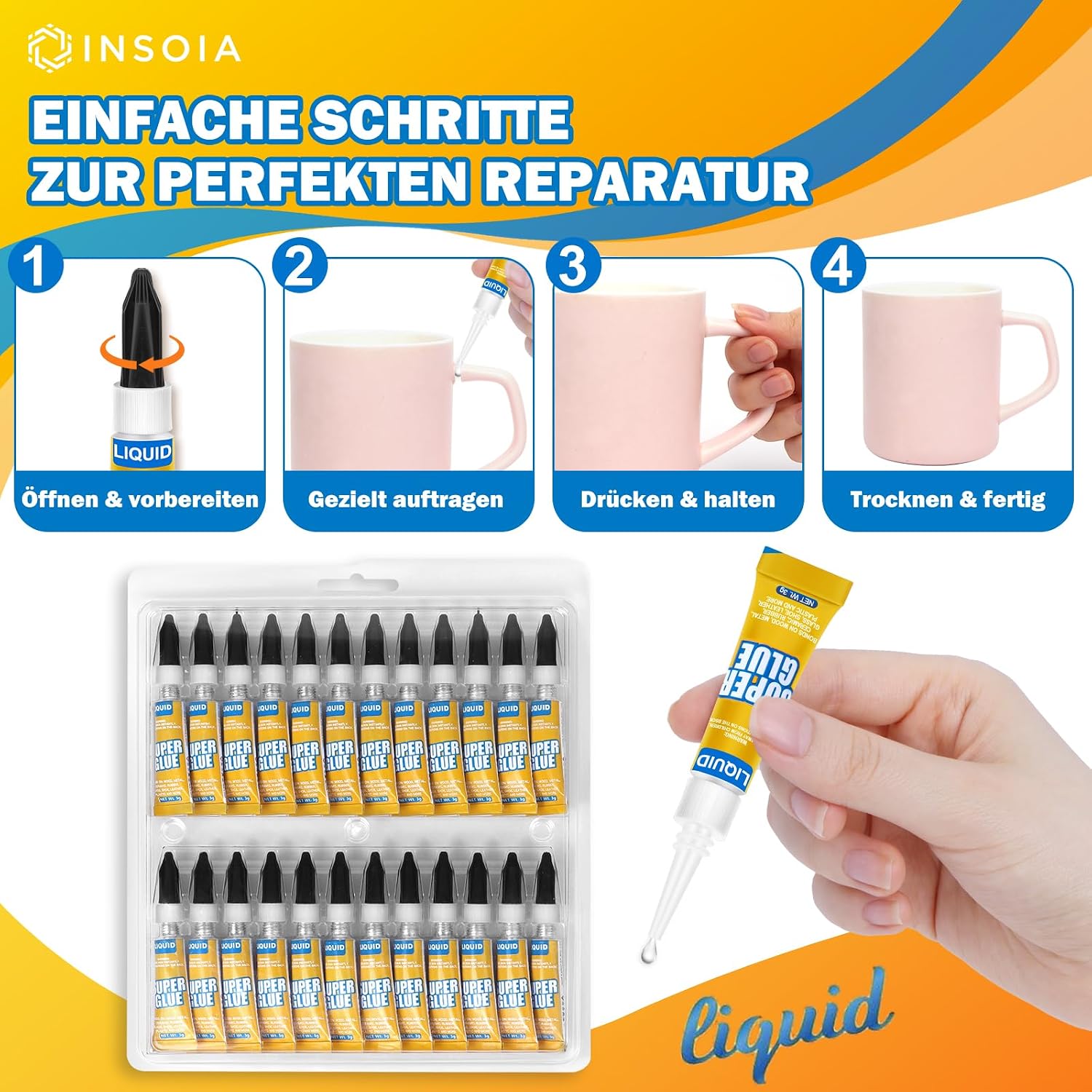 Thumbnail 5 de Sekundenkleber Flüssig (24er-Pack x 3 g) – extra stark & wasserfest von INSOIA