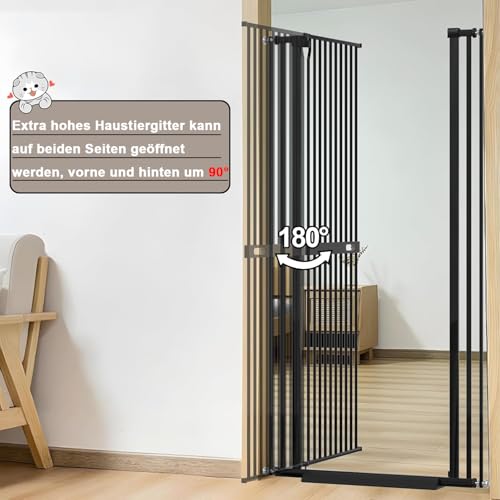 Detalle de Xifamniy Türschutzgitter 180 cm – Extra hohe, breite Katzentür ohne Bohren, automatisches Schließen, schwarz