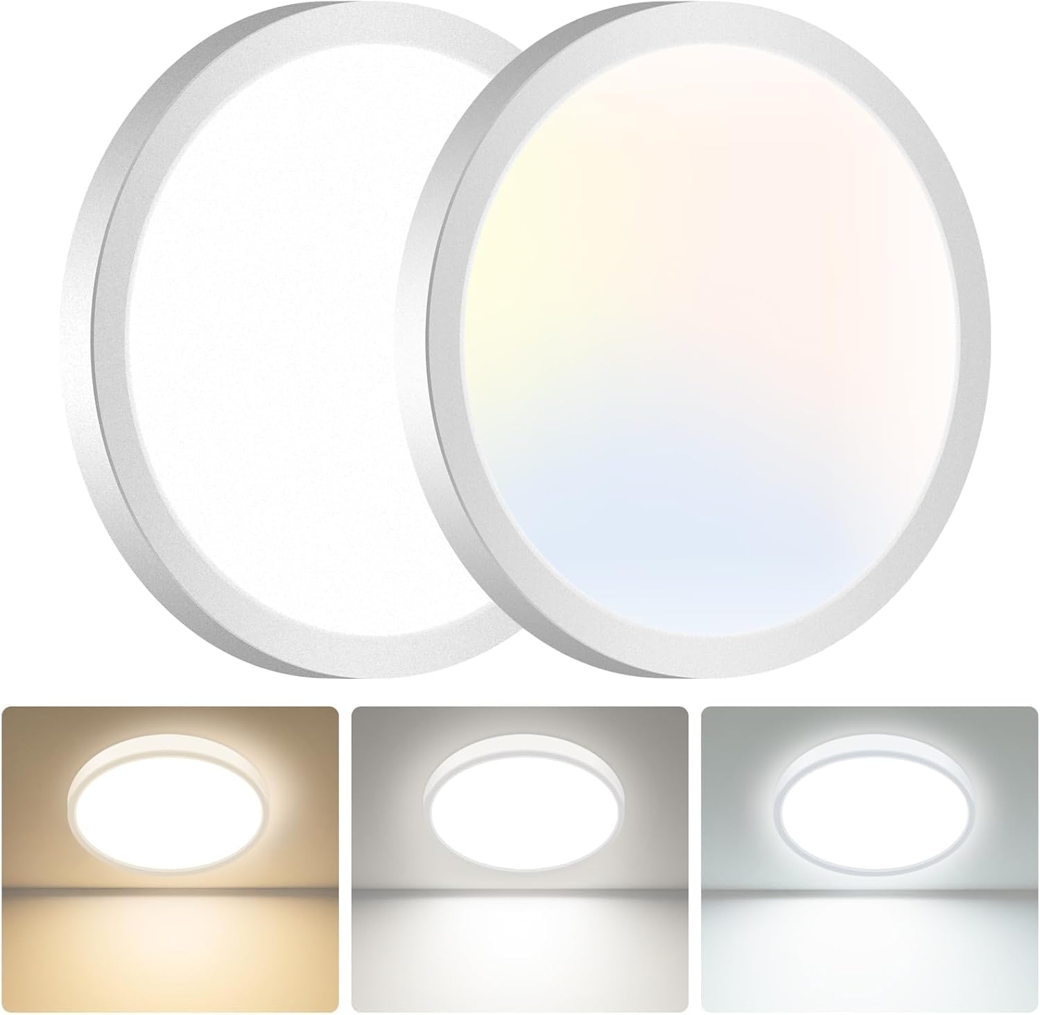 Detalle de hepside LED Ceiling Light: 3 Colour Temperatures, IP54, Ø29cm Round Flush Ceiling Light