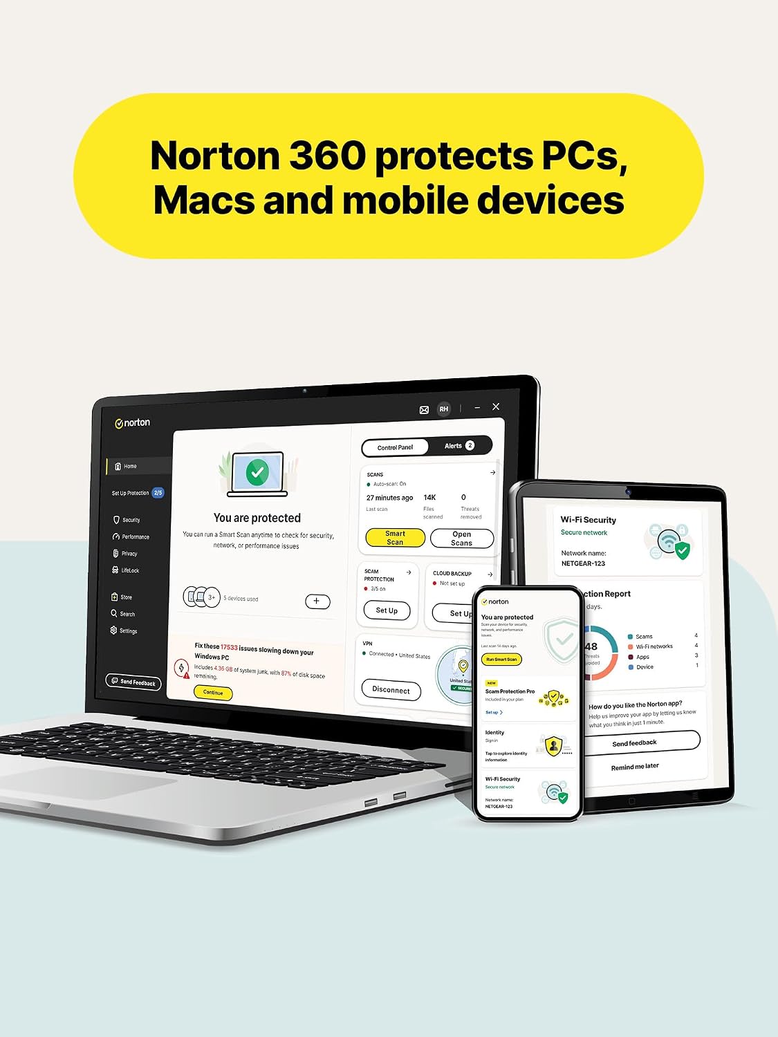Detalle de Norton 360 2026 Antivirus Software for 5 Devices with VPN and AI Scam Protection