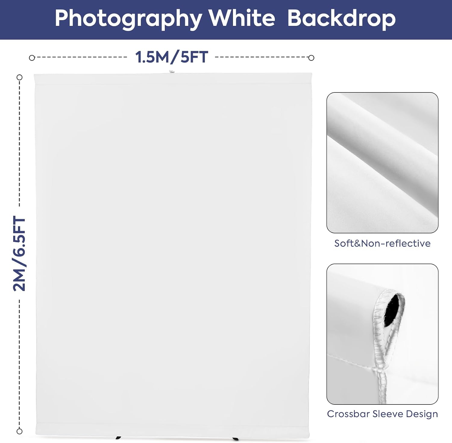 Thumbnail 3 de SEDGEWIN White Backdrop with Stand 6.5x5ft – Durable 3-in-1 Photography Backdrop Kit