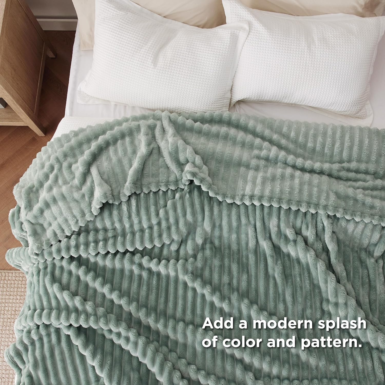 Thumbnail 4 de Bedsure Plaid Polaire pour Canapé - Couverture Douce et Chaude en Tissu Peluche, XXL 220 x 240 cm, Vert Jade