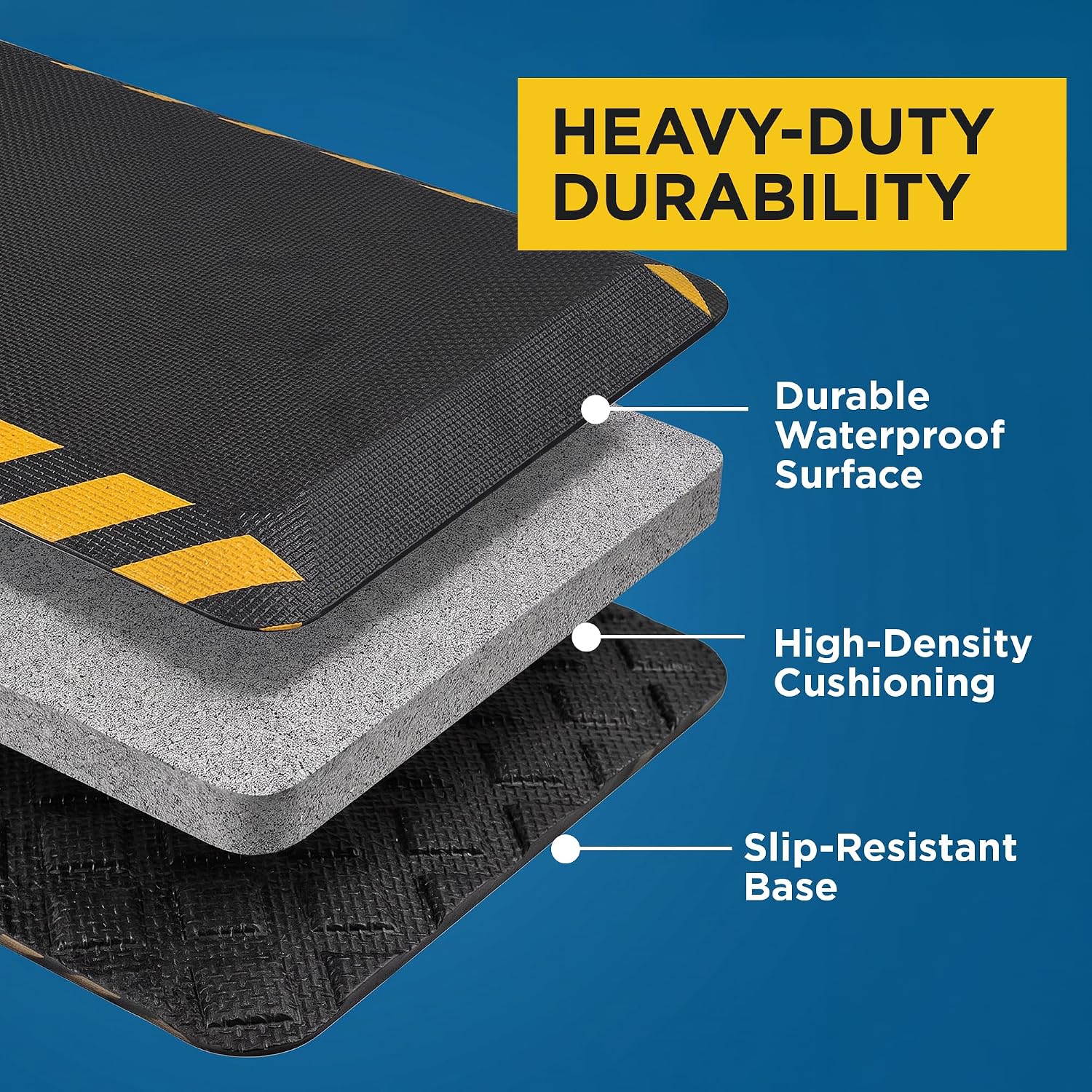 Detalle 2 de MaxMat af-mat Anti-Fatigue Mat, 2' x 3', Memory Foam, Yellow Border