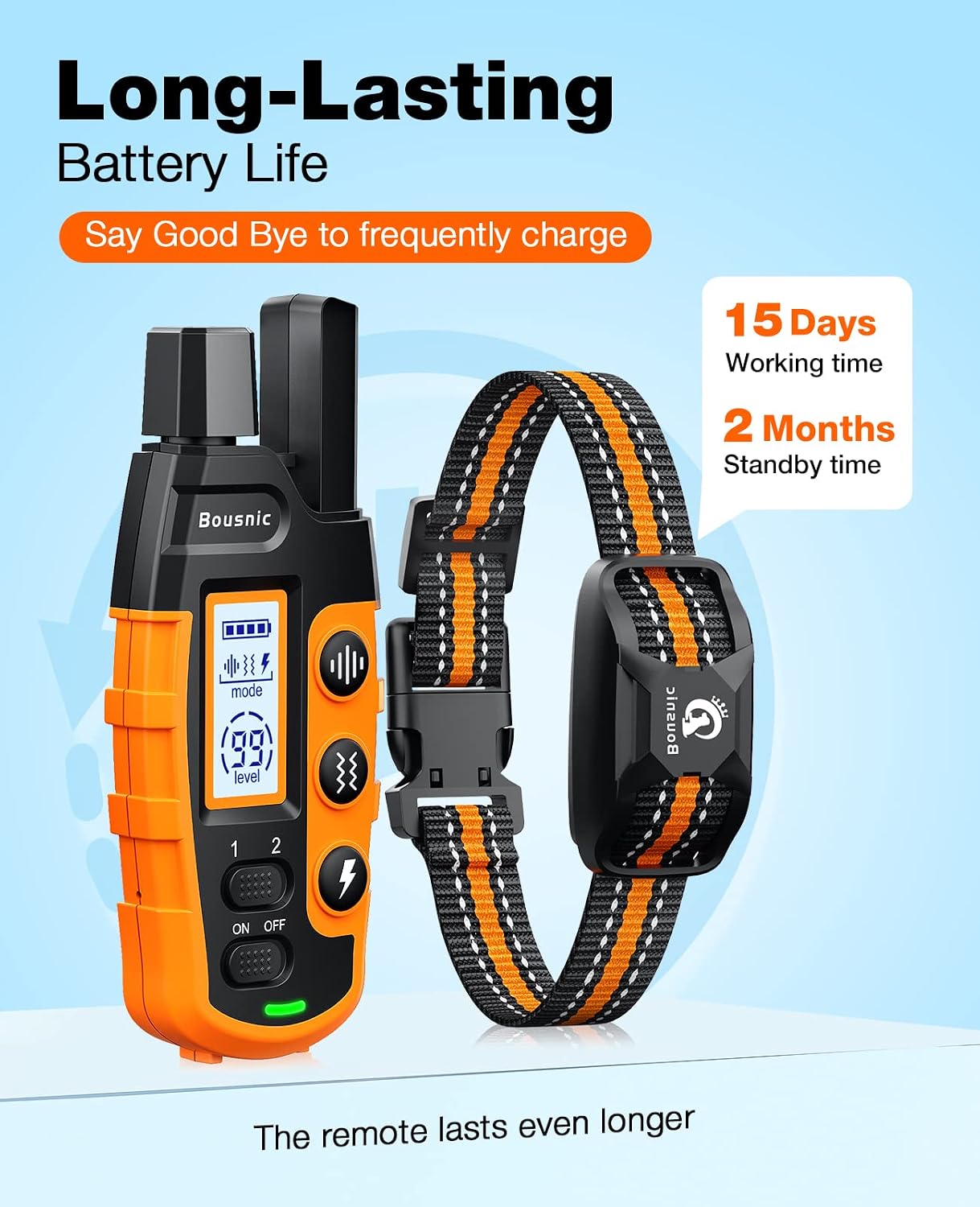 Thumbnail 5 de Bousnic Dog Shock Collar with Remote (5-120 lbs) — 3300Ft Range, Dual-Channel, IP67 Waterproof