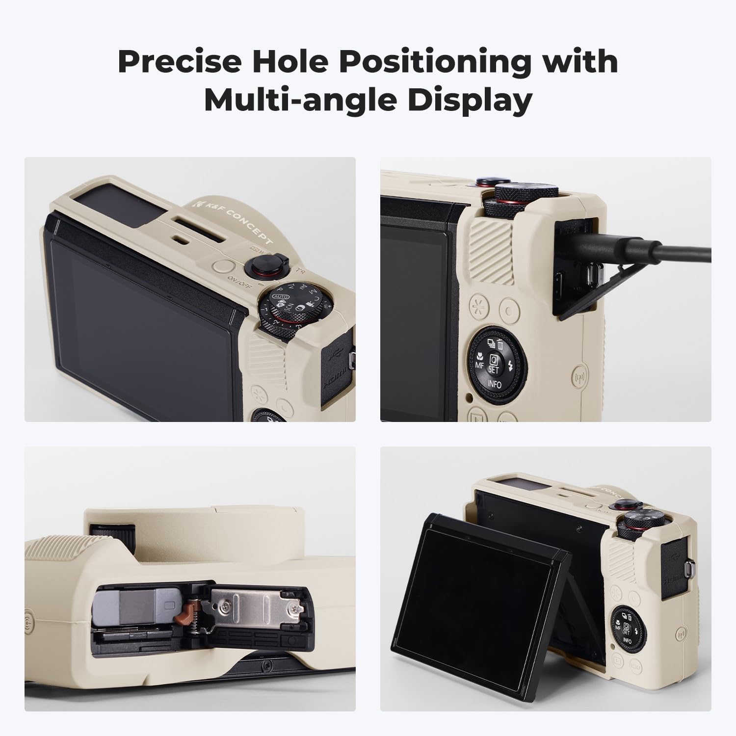 Detalle de K&F CONCEPT Coque de Protection en Silicone Pour Canon PowerShot G7X Mark III / G7X3 – Beige