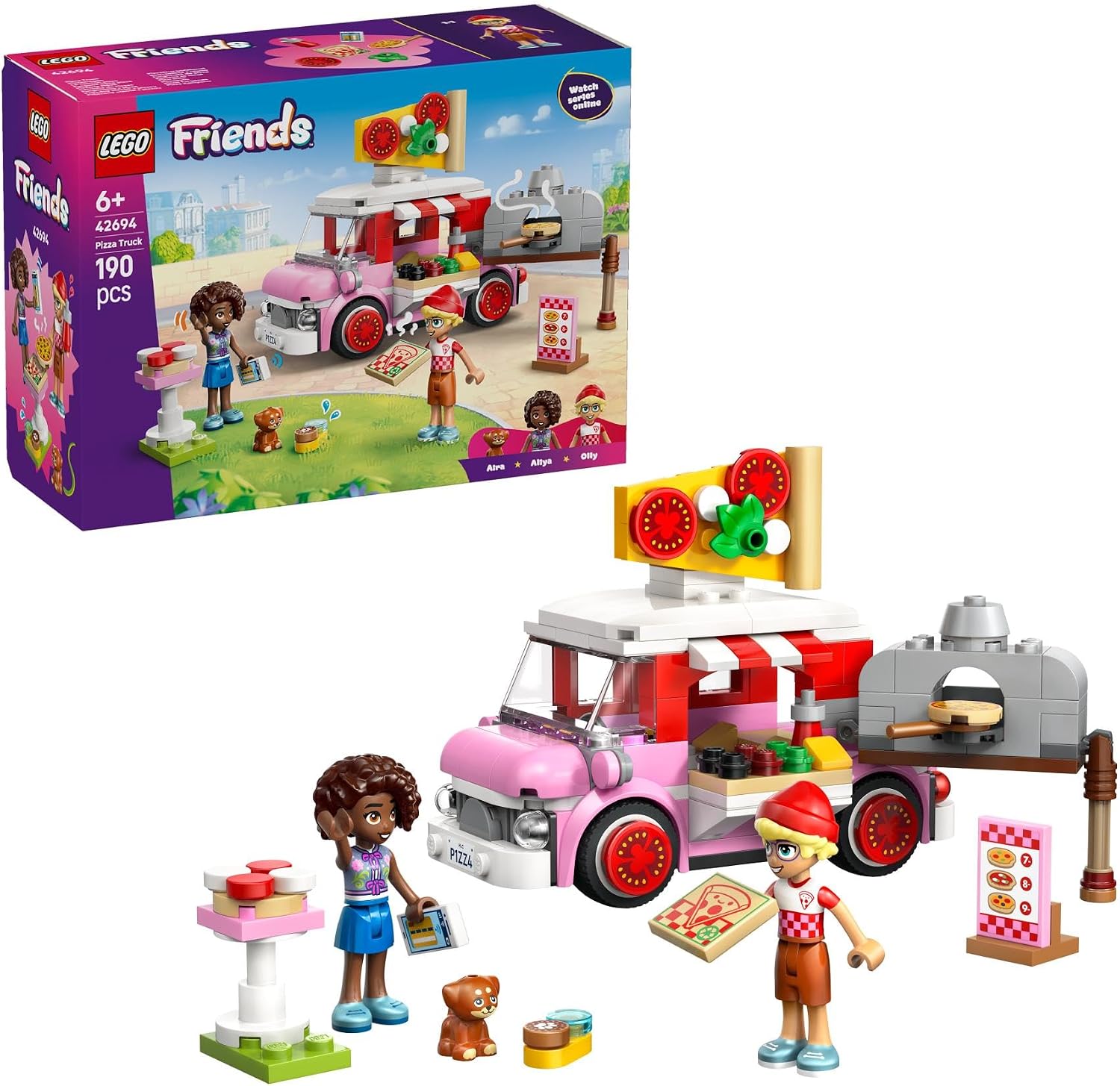 Detalle de LEGO Friends 42694 Pizza Truck Building Set with 190 Pieces and 2 Mini Dolls