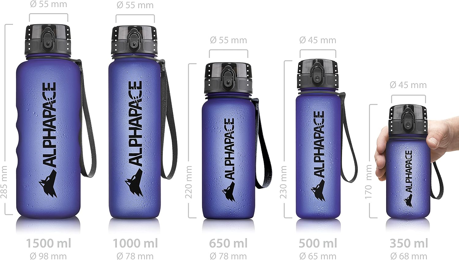 Thumbnail 1 de ALPHAPACE Gourde étanche sans BPA avec insert à fruits (350 à 1500 ml) pour sport, vélo et plein air