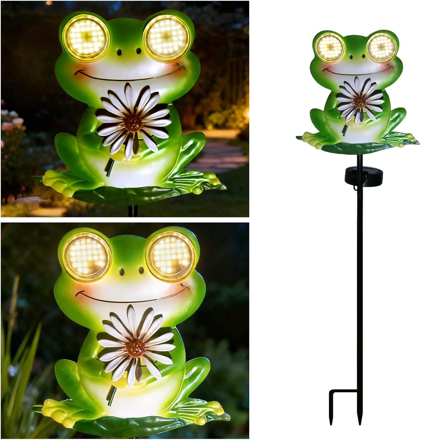 Detalle de esgarden Solar Frog Garden Stake Light, Metal