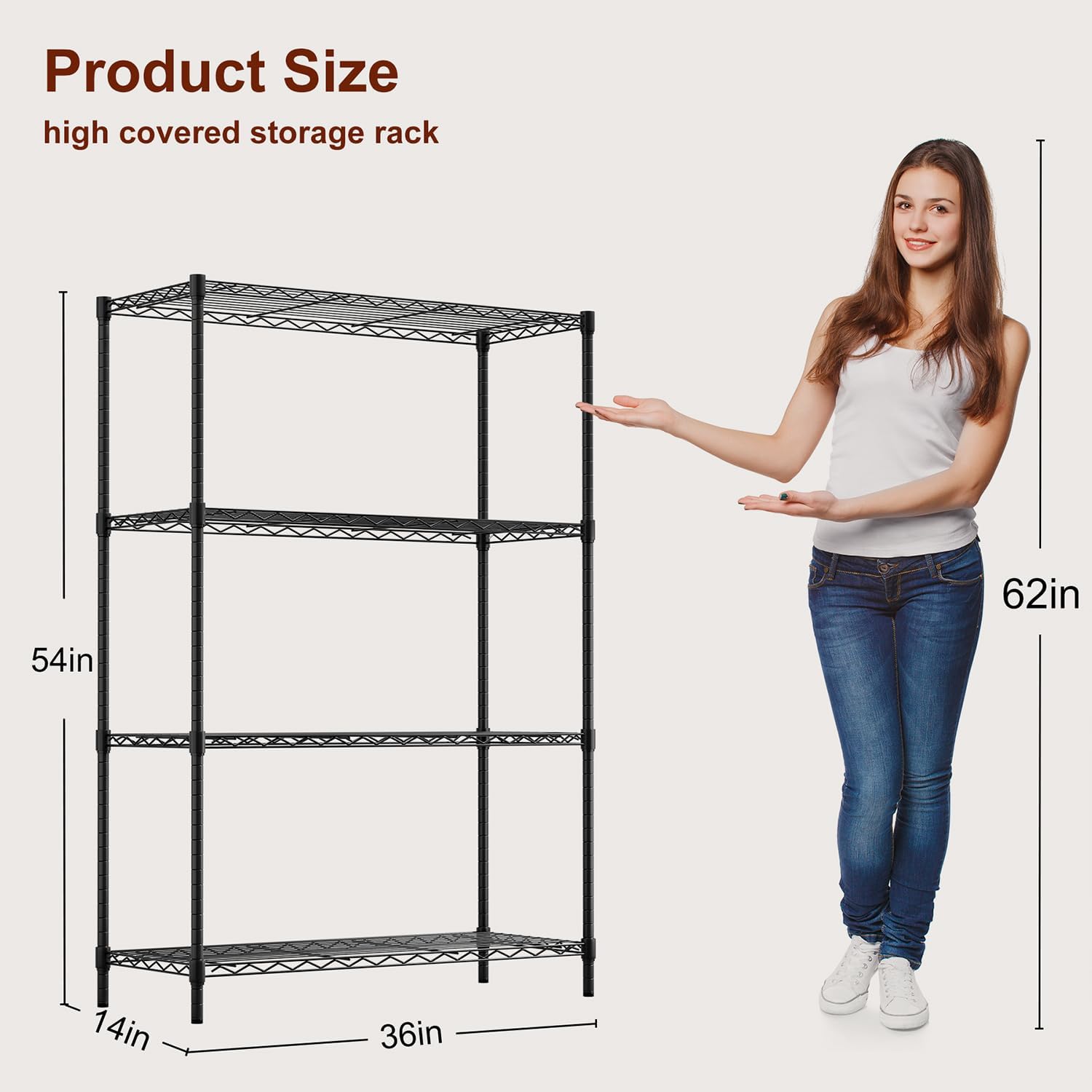 Thumbnail 2 de BestOffice 4-Tier Wire Shelving 36x14x54