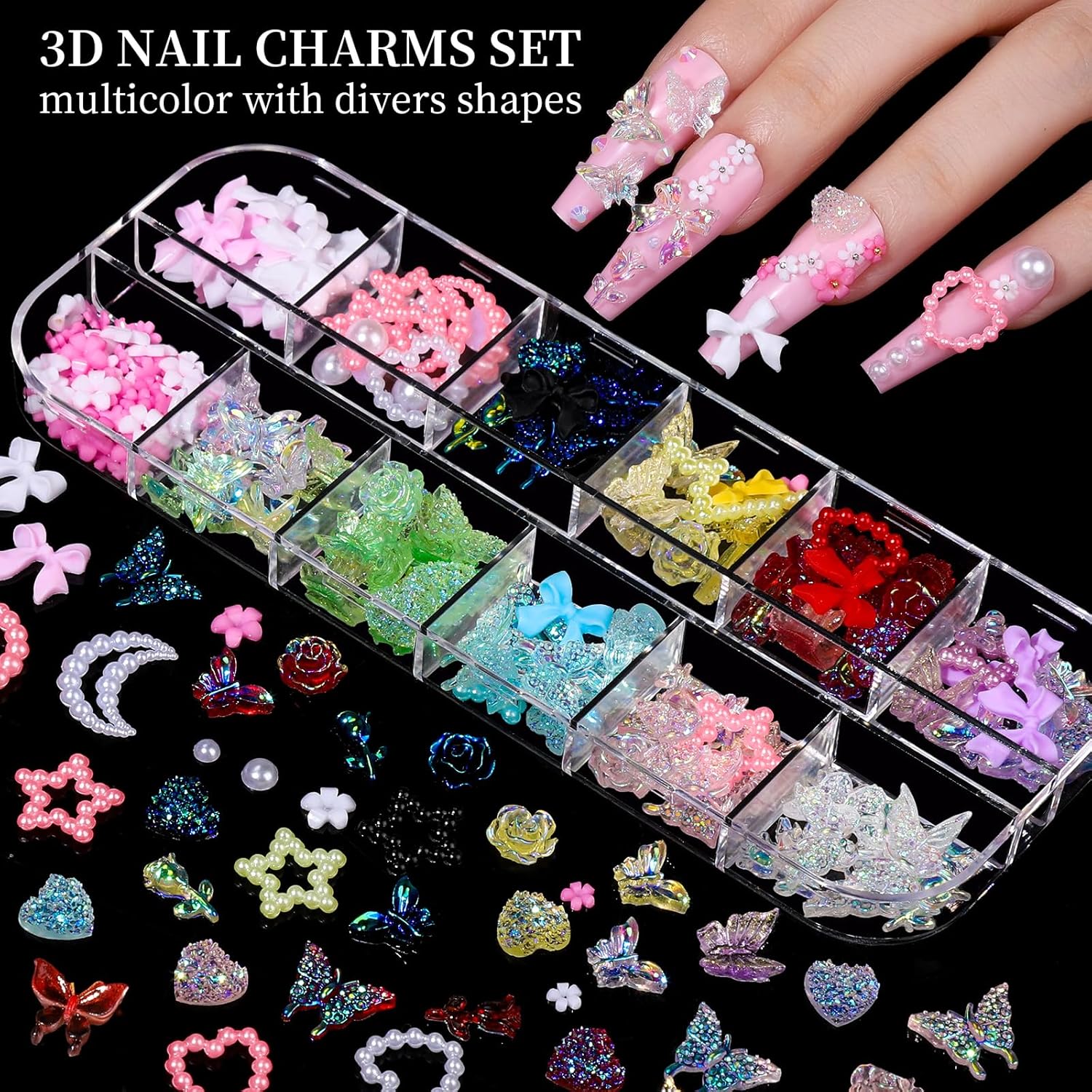 Thumbnail 1 de FANDAMEI Nail Charms Kit 8 Boxes 💅