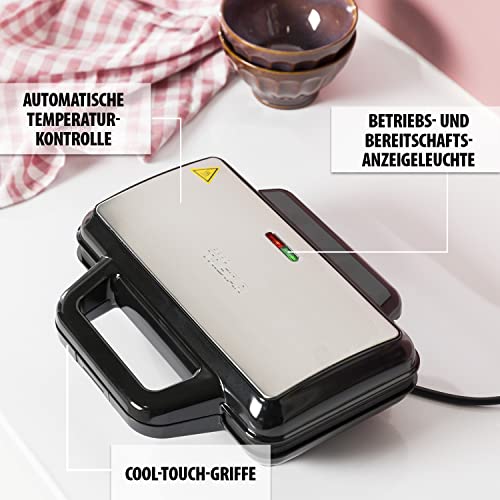 Detalle de Tristar WF-1171 Waffel-Pommes-Maker – 1000 W, Edelstahl, Antihaft, 15 Stück zugleich