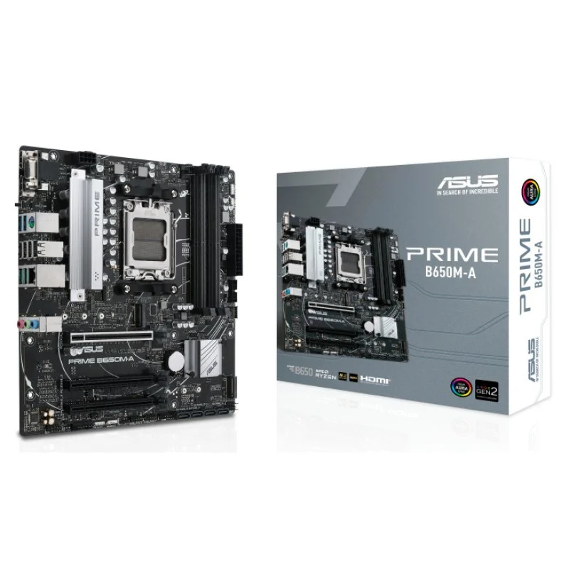 Detalle de ASUS PRIME B650M-A: placa base AM5 para Ryzen 7000, compatibles DDR5 y USBs modernos